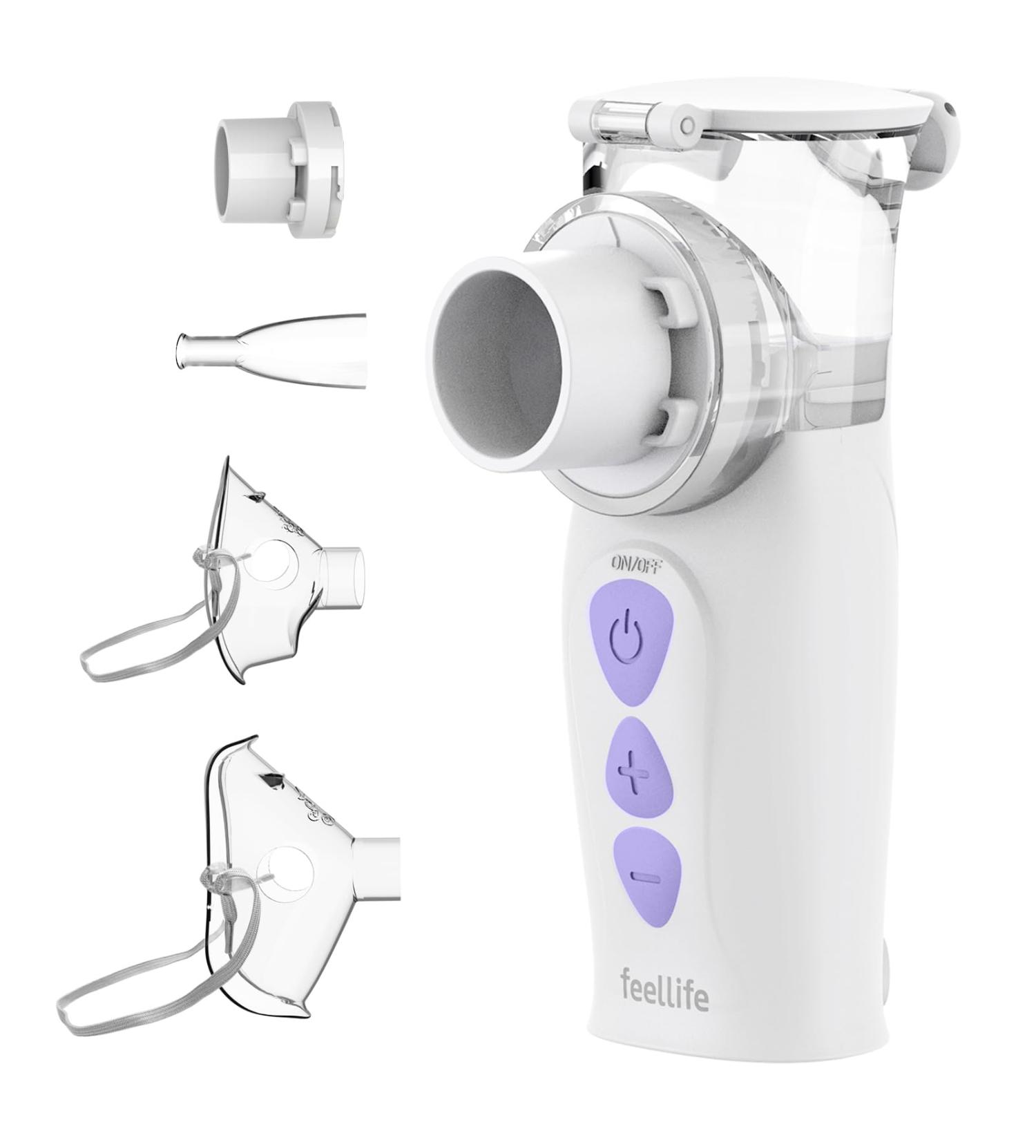 FEELLIFE Inhalation Device for Kids & Adults | Quiet Portable Inhalator for Respiratory Health | Adjustable Spray 2 Atomizer Membranes Included (Violet) - Buy Online on GoSupps.com