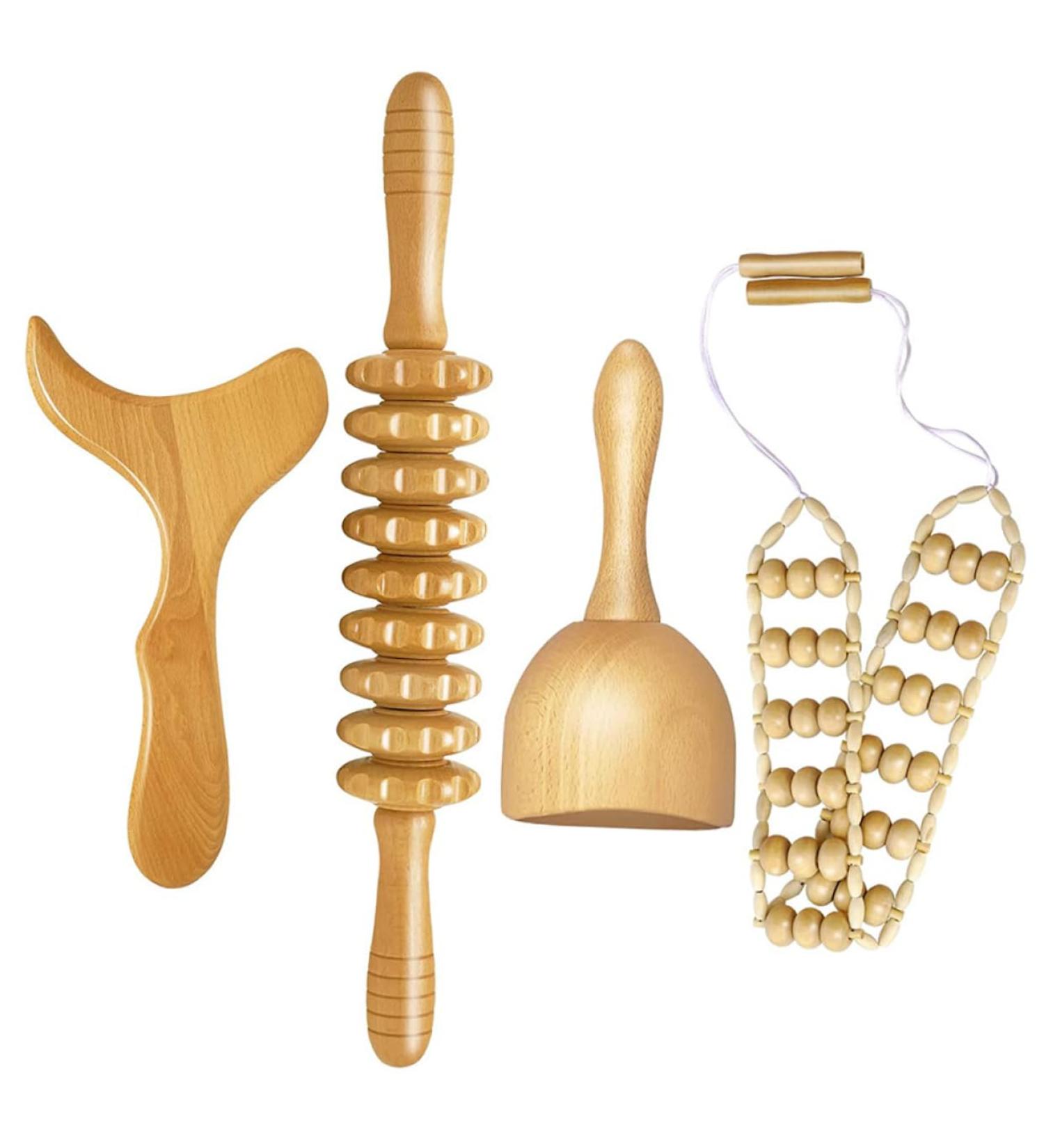 Gleavi 4-Part Body Scratch Board & Massage Tool Set - Full Body Wooden Massage Device | Swedish Wood Suction Roller (17.5x9cm) - International Shipping - Buy Online on GoSupps.com