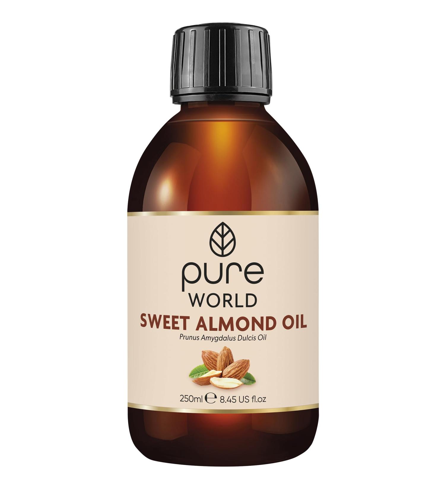 Pure World Natural Almond Oil 250ML - 100% Pure & Undiluted, Premium Quality for Skin, Nails, and Body - Vegan Friendly - Buy Online on GoSupps.com