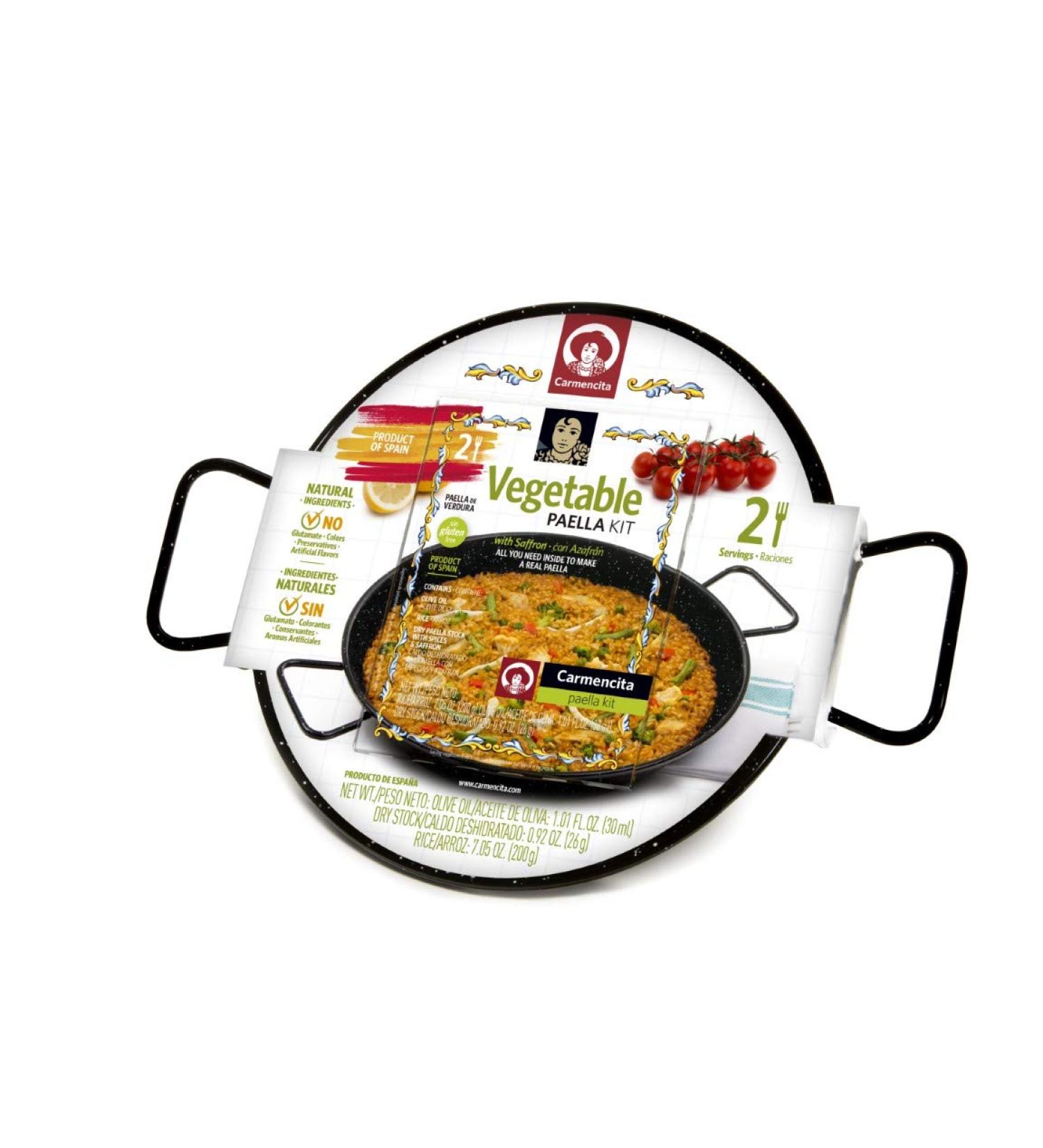 Carmencita Vegetable Paella Kit with Enameled Pan - 2 Portions | Shop Now! - Buy Online on GoSupps.com