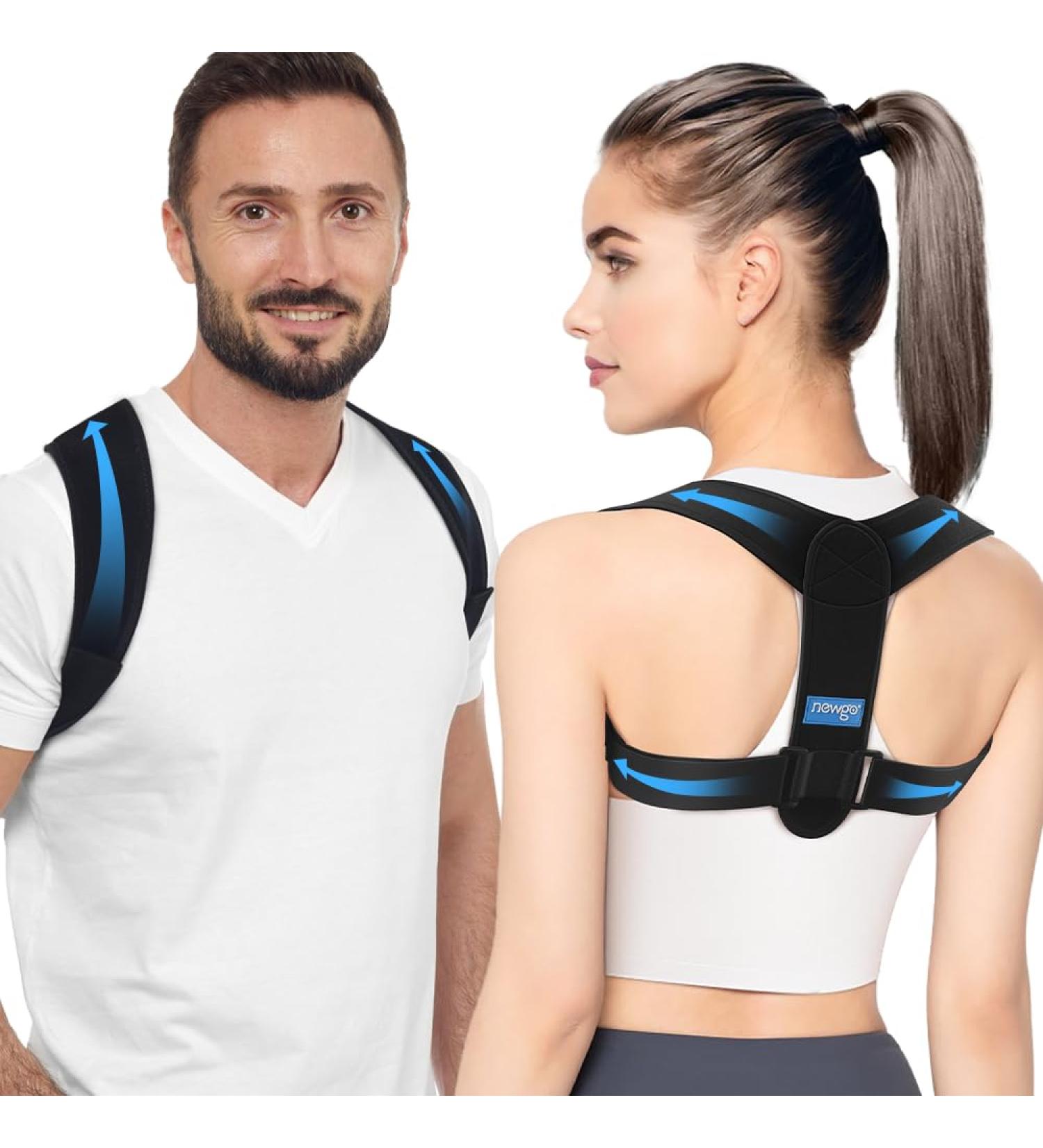 NEWGO Posture Corrector Back Brace - Adjustable Posture Support for Men & Women | Mid & Upper Spine Pain Relief | Breathable Design for Comfort - Buy Online on GoSupps.com