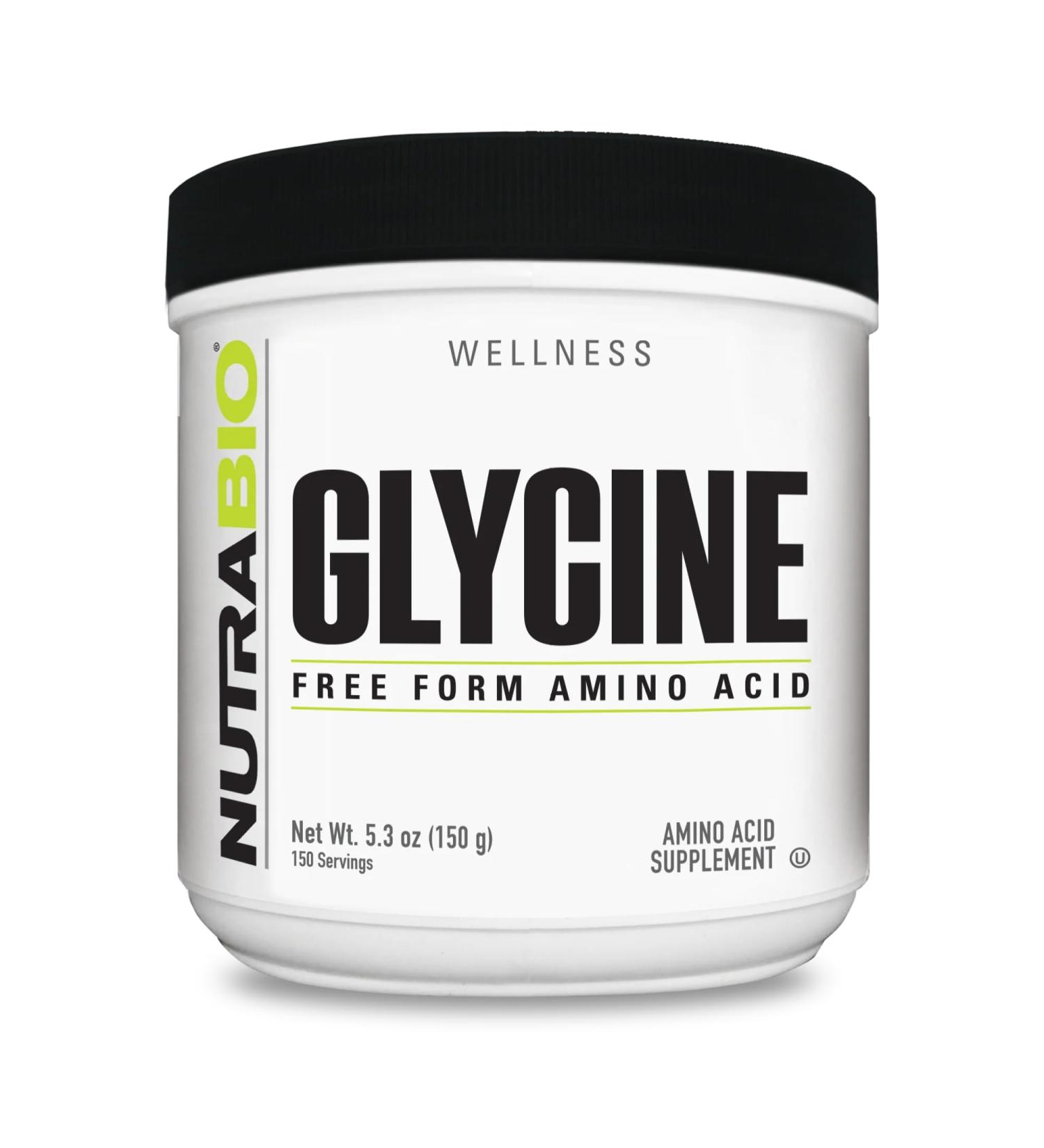 NutraBio Glycine Powder - Glycine Supplement- Free Form Amino Acid Supplement - 1000mg Serving - 150g 150 Servings - Buy Online on GoSupps.com