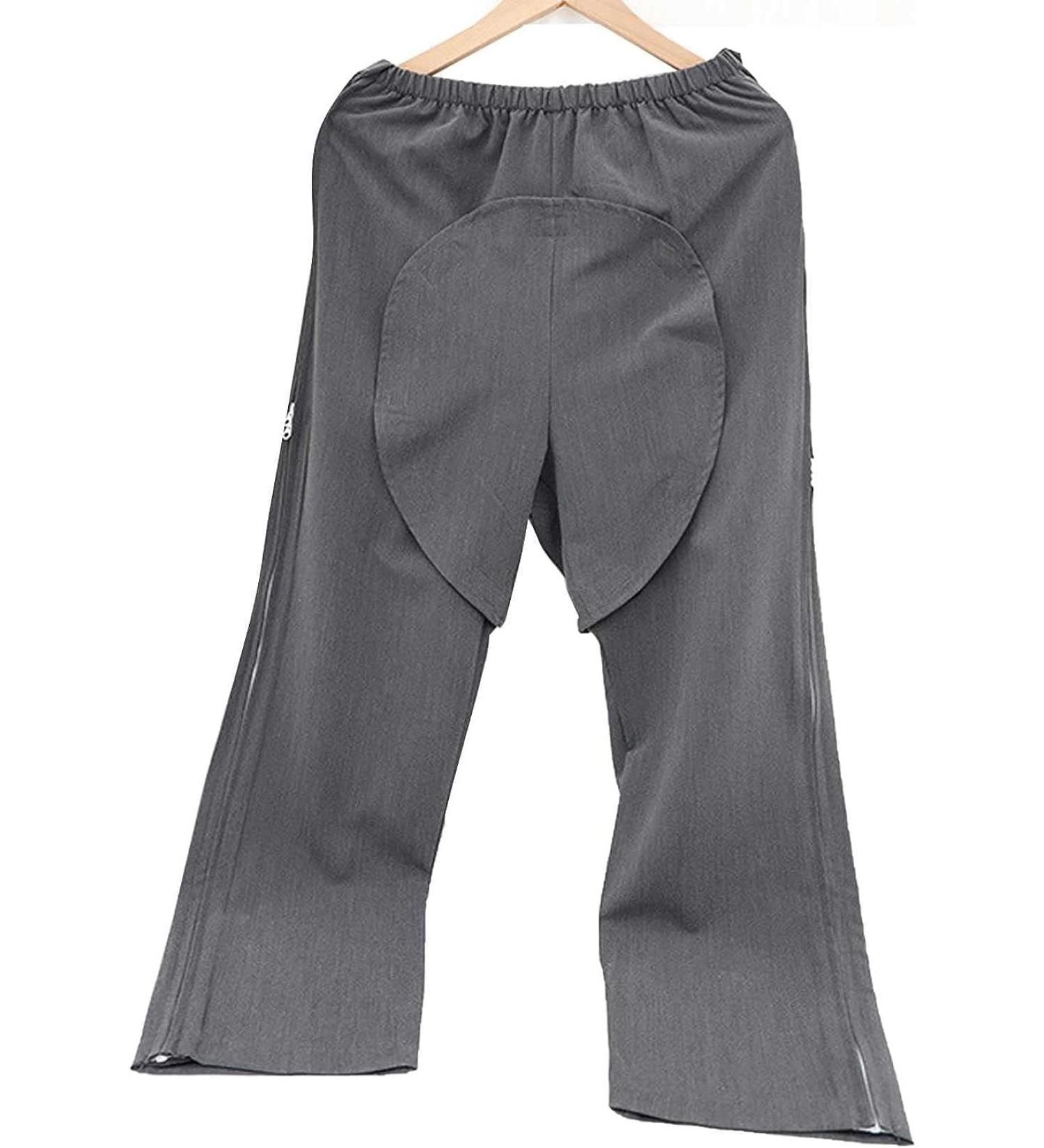 Daily Wear Post Surgery Tearaway Pants for Disabled Adults Open Crotch Pants in Grey | Comfortable L/XL Care Clothing - Buy Online on GoSupps.com