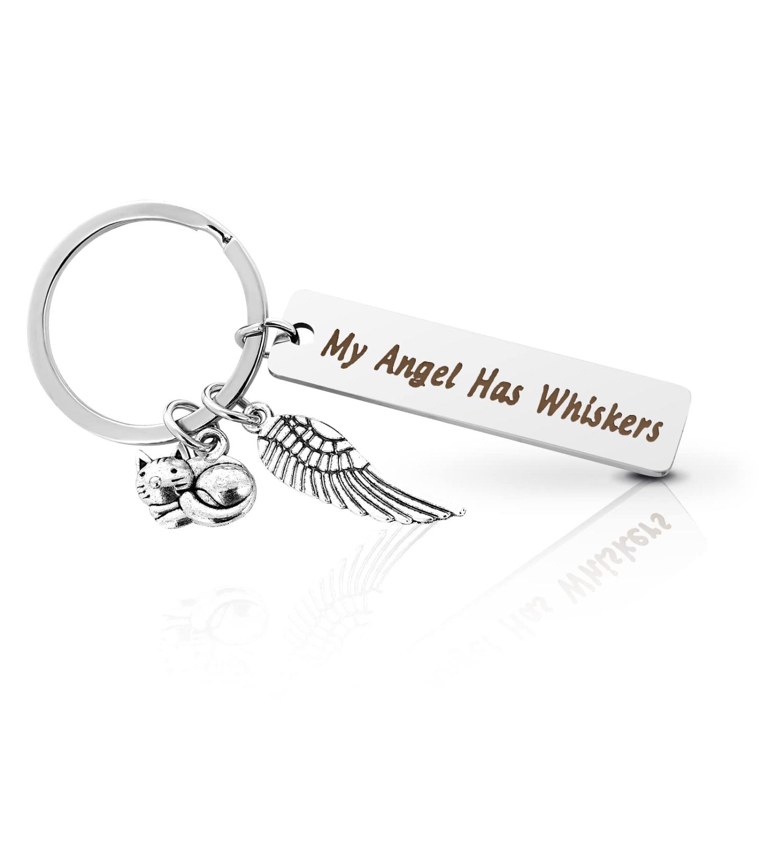 TIESOME Cat Memorial Gift Keychain Loss of Pet Key Chain Pet Loss Sympathy Gifts My Angel Has Whiskers Jewelry Gift Loss of Cat Gift for Cat Pet Lover Women Men - Buy Online on GoSupps.com
