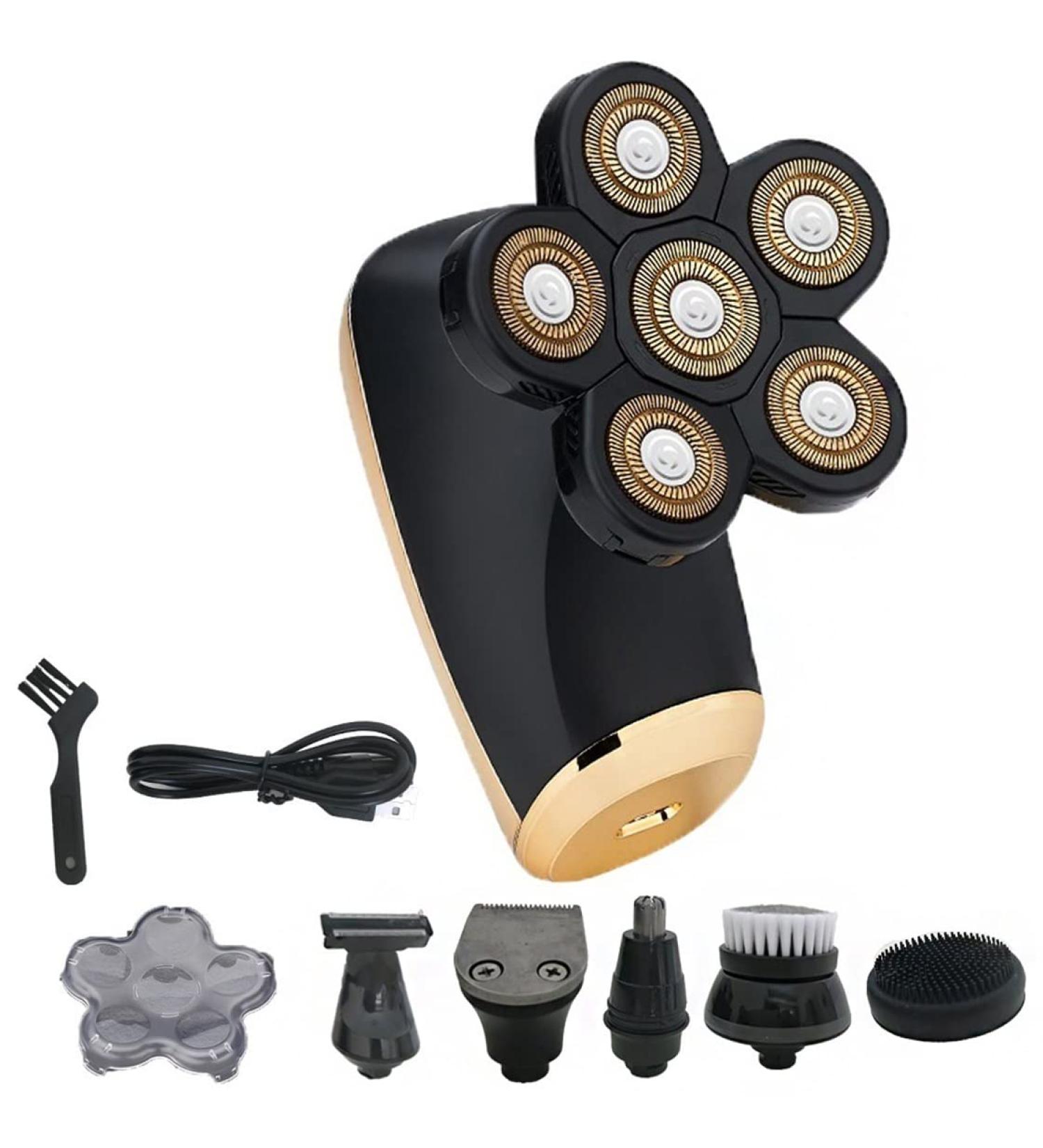 Buy 6 in 1 Rechargeable Electric Razor for Men - IPX7 Waterproof Shaver with 6D Floating Heads | Best Bald Head Shaver for Ultimate Grooming - Buy Online on GoSupps.com