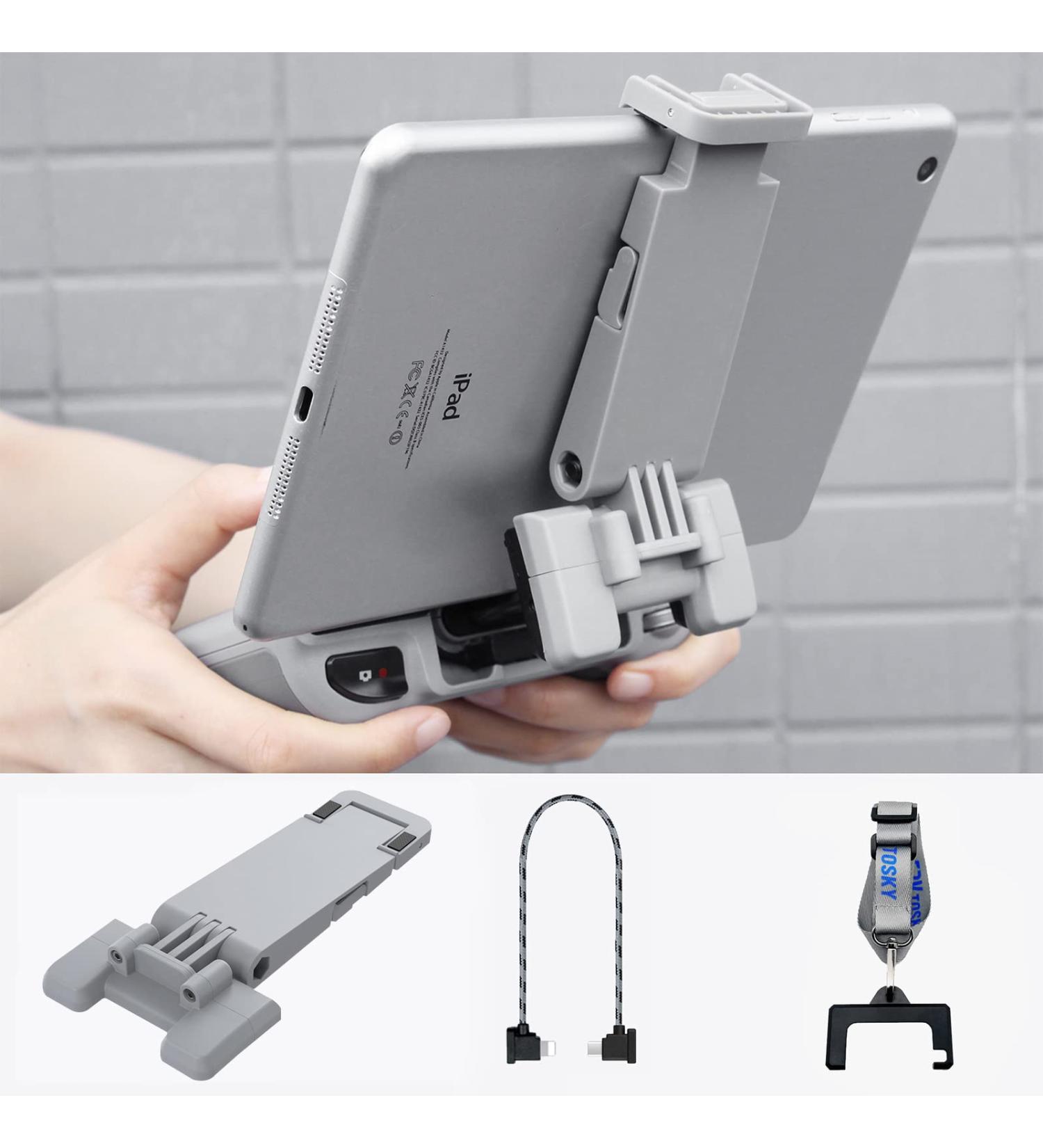 Tablet Holder + Lanyard + iOS Cables Kit for DJI Drones | Compatible with Mavic Mini 3, Mini 2SE, Mini 2, Air 2, Air 2S, Mavic 3 | 7-12 inch Tablet Mount | iOS Accessories Kit - Buy Online on GoSupps.com