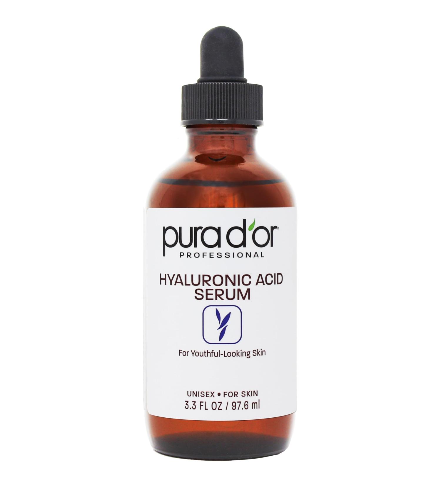 PURA D'OR 3.3 Oz Hyaluronic Acid Serum For Deep Hydration - Anti-Aging Plumping & Moisturizing Formula For Smooth Supple Skin - Natural Skincare Boost - Fine Lines & Wrinkle Reducer - Travel Size 3.3 Fl Oz (Pack of 1) - Buy Online on GoSupps.com