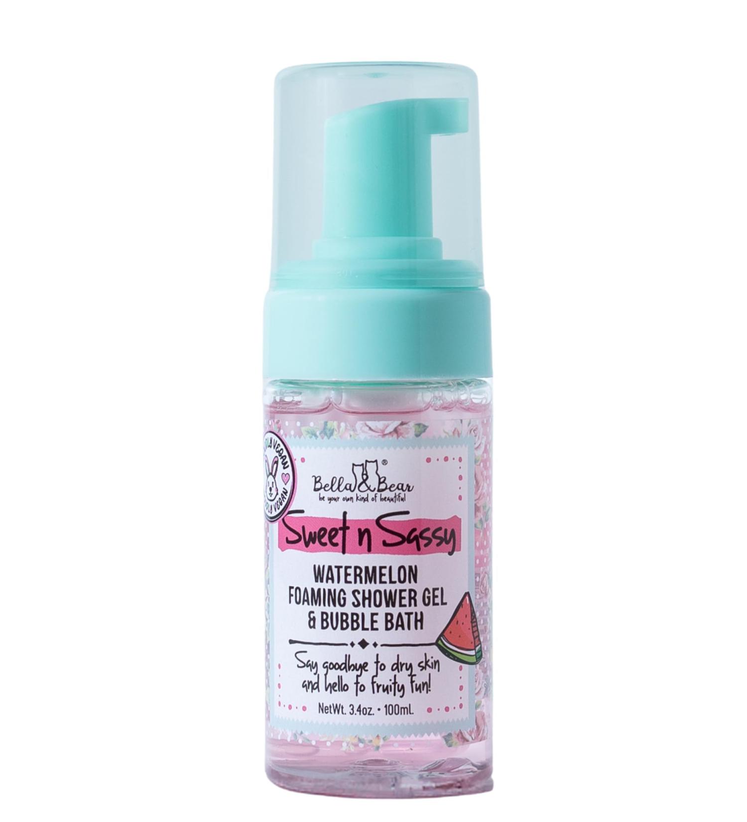 Bella & Bear Sweet 'n' Sassy Watermelon Foaming Shower Gel & Bubble Bath with Pump Travel Size 3.4 Fl Oz (Pack of 1) - Buy Online on GoSupps.com