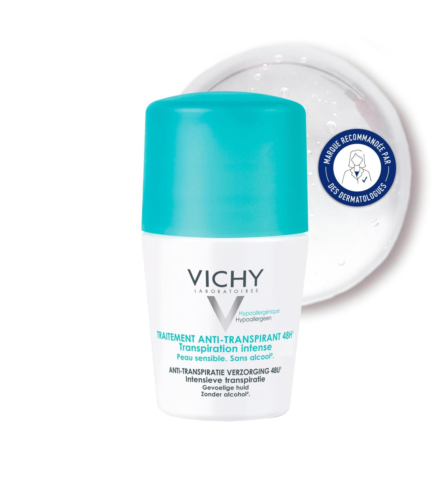 Vichy 48H Intensive Antiperspirant Treatment Roll-on Intense Perspiration Alcohol-Free Hypoallergenic For Sensitive Skin 50ml - Buy Online on GoSupps.com