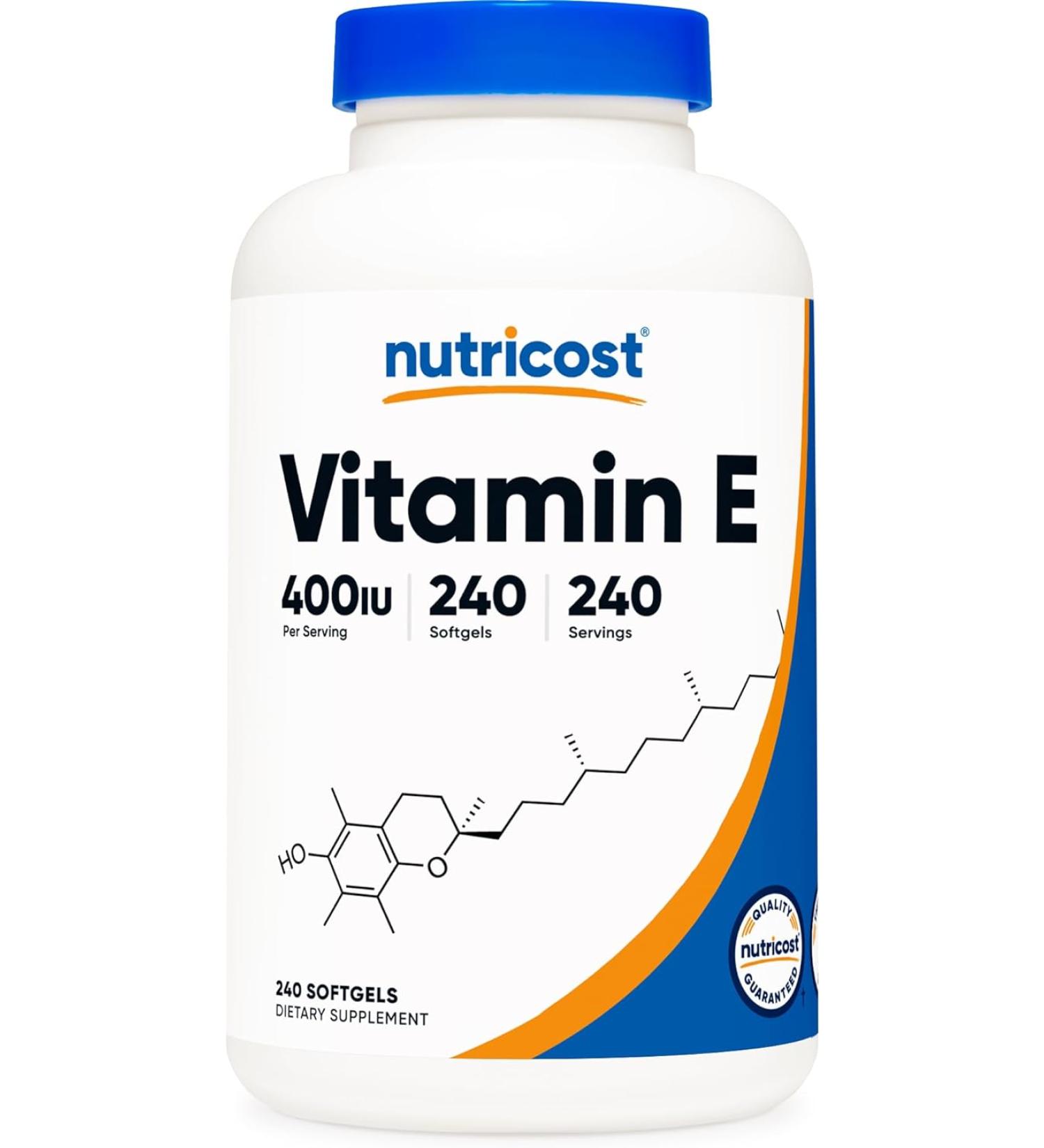 Nutricost Vitamin E 400 IU 240 Softgel Capsules - Gluten Free Non-GMO - 240 Count - Buy Online on GoSupps.com