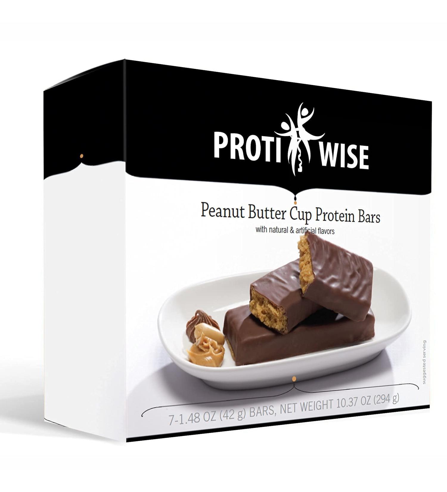 ProtiWise Peanut Butter Cup High Protein Diet Bars - Low Calorie Low Fat Low Sugar (7/Box) | International Shipping Available - Buy Online on GoSupps.com