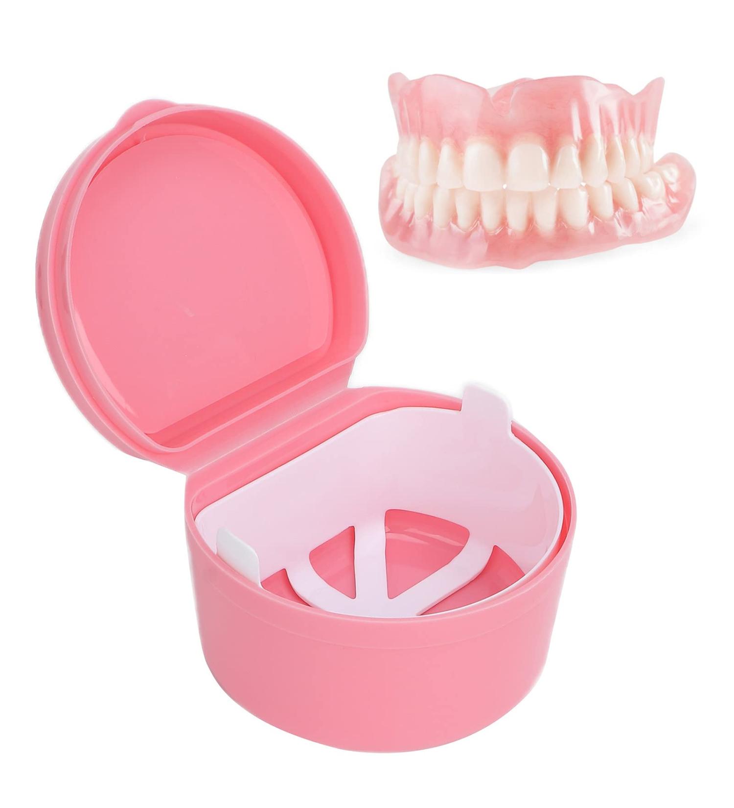 Buy 2Pcs Pink Denture Holder Case - Portable Partial Mouth Guard Container & Orthodontic Storage Box - Buy Online on GoSupps.com