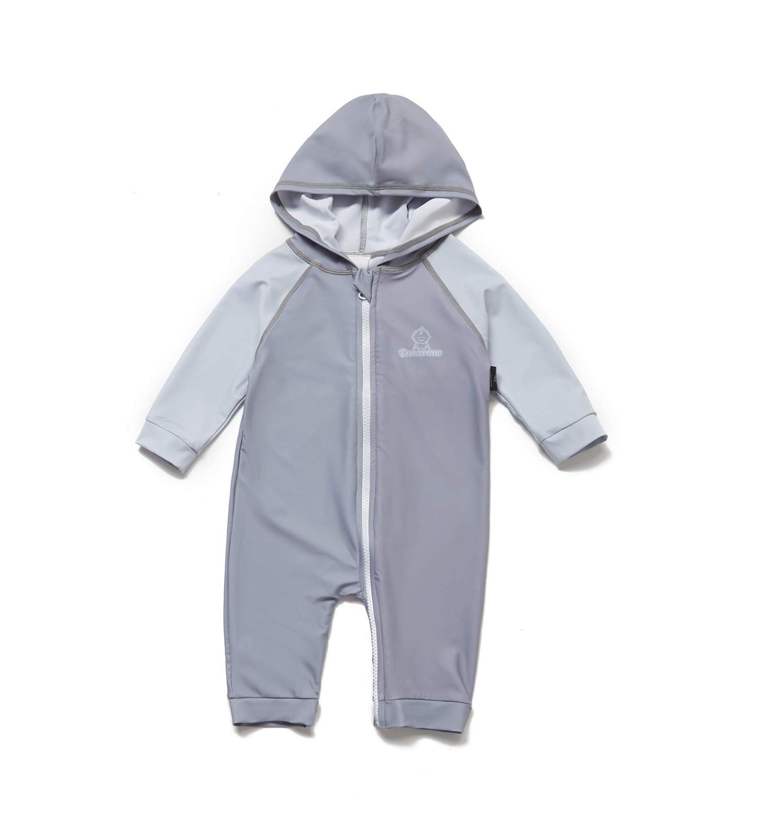 BONVERANO Baby Boys Swimsuit 18-24 Months Grey | UPF 50+ Full-Zip Hoodie One Piece Swimwear - Buy Online on GoSupps.com