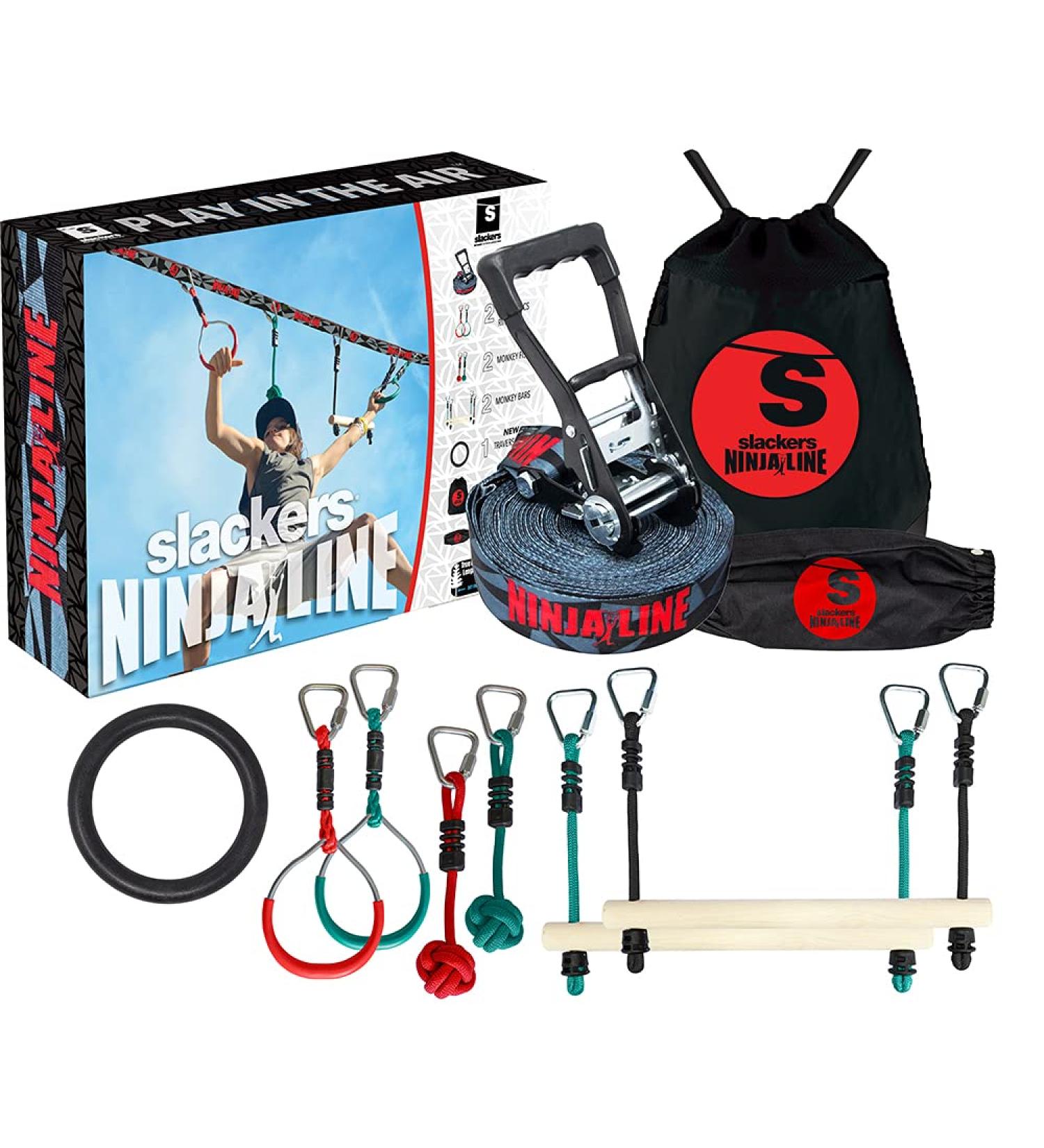Slackers NinjaLine 36' Intro Kit - Red/Blue | Fun Outdoor Ninja Warrior Course Set - Buy Online on GoSupps.com