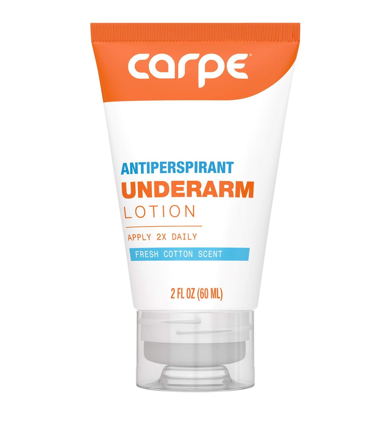 Carpe Underarm Antiperspirant and Deodorant TUBE, Clinical strength in EASY-TO-APPLY TUBE. Manage excessive underarm sweat and stay fresh and dry all day long (Fresh Cotton Scent)