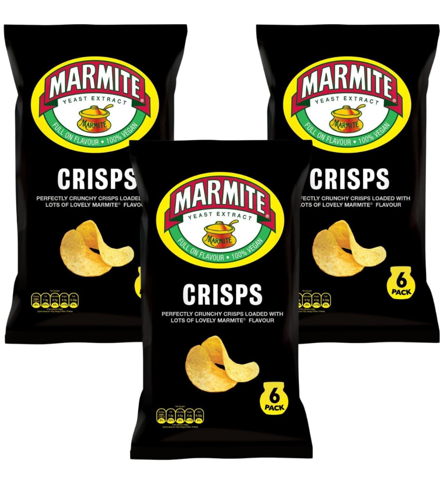 Marmite Snack Crisp Bundle with Marmite Multipack Crisps 6x25g (3 Pack)