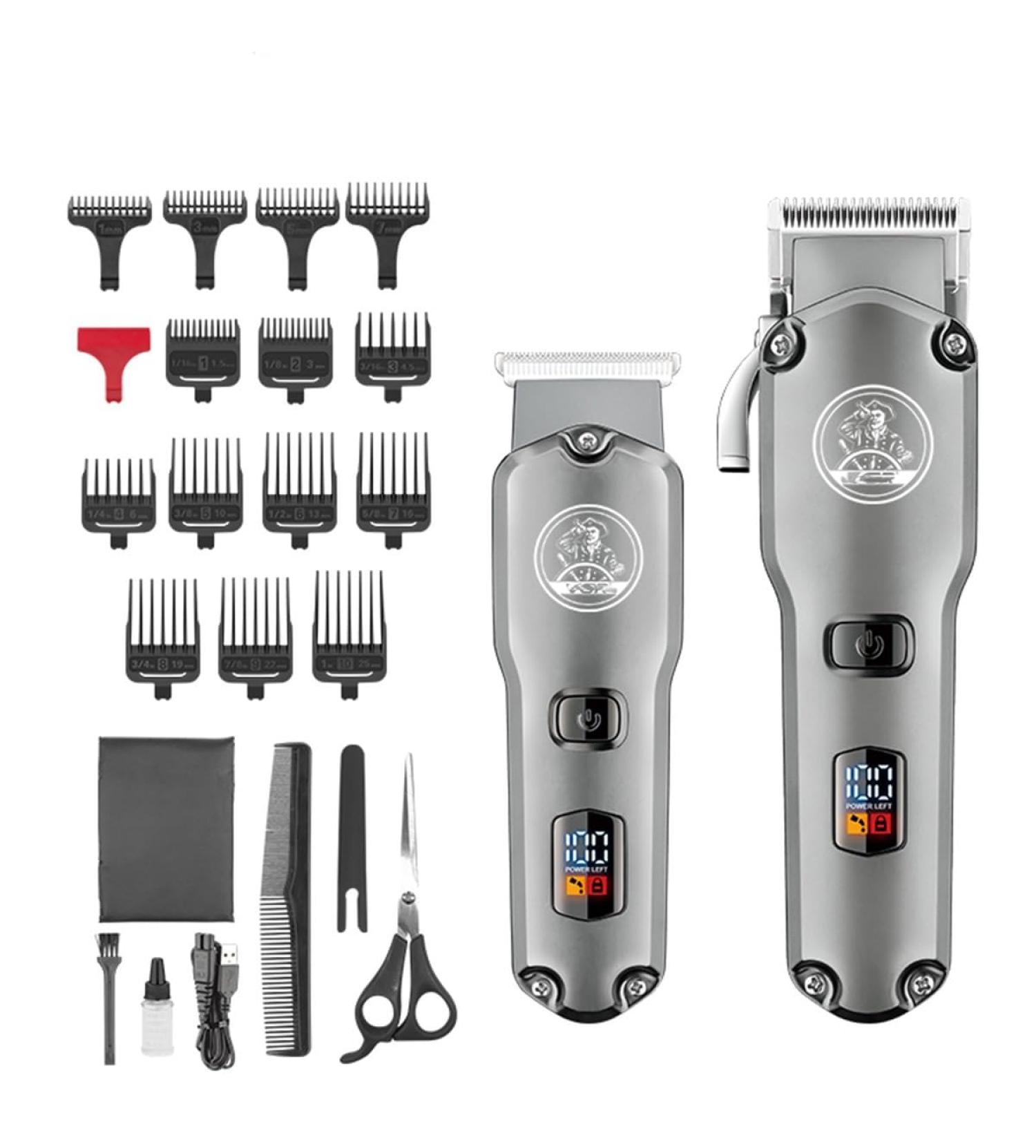 Hair Clippers for Men Hair Clipper Professional Hair Trimmer 2 in 1 Haircutting Kit Waterproof Cordless Barber Set LED Display Rechargeable V-675 - Buy Online on GoSupps.com