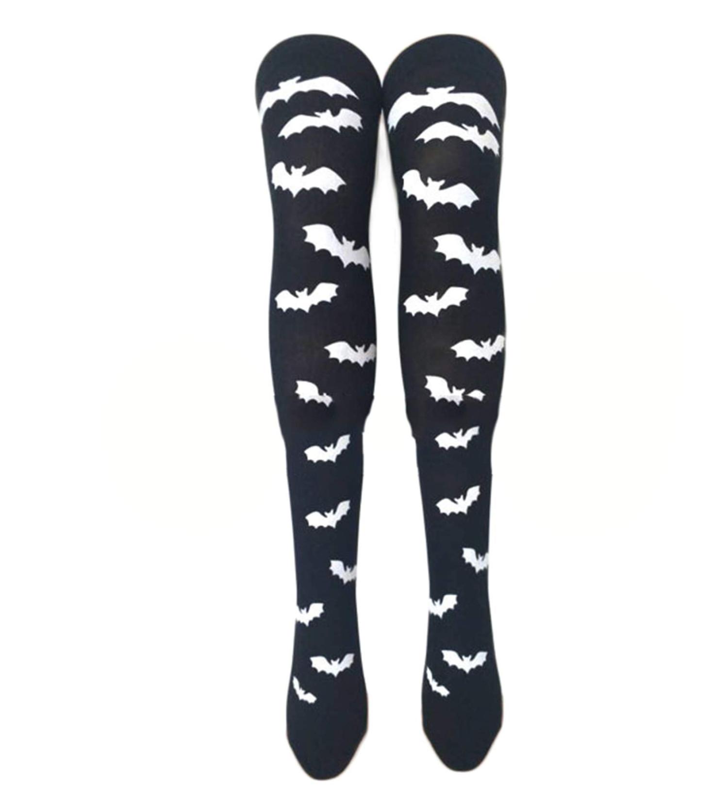 Jier Halloween Skeleton Overknees Stockings - Cosplay Blood Stains Black - Perfect for Horror Carnivals & Parties - Buy Online on GoSupps.com