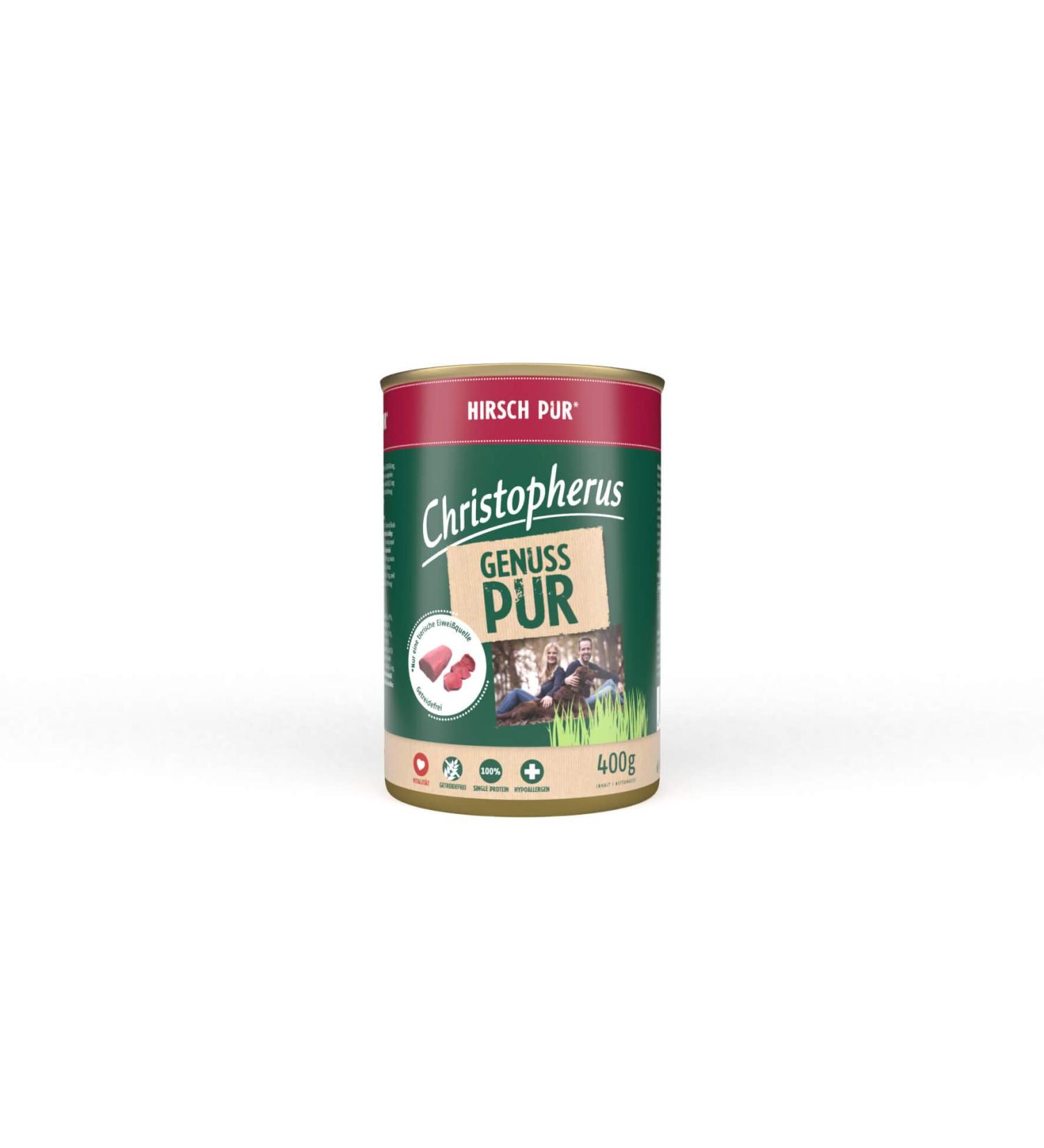 Christopherus Complete Dog Food Pure, Venison, Wet Food, 6 x 400 g