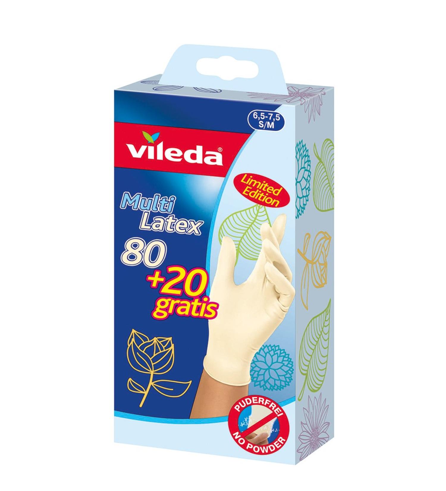 Vileda Disposable Multi Latex Gloves - Small/Medium (Pack of 100) | International Shipping Available - Buy Online on GoSupps.com
