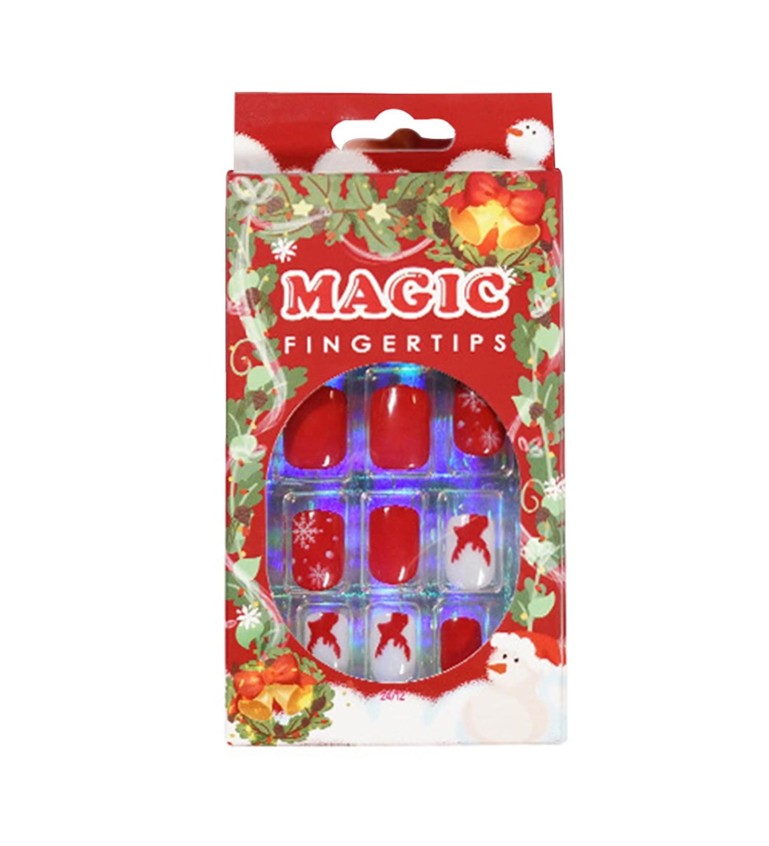 Winter Holiday Press on False Nails Short Square Fake Nail Festival Artificial Fingernails Acrylic Nail Tip French Tips - Buy Online on GoSupps.com