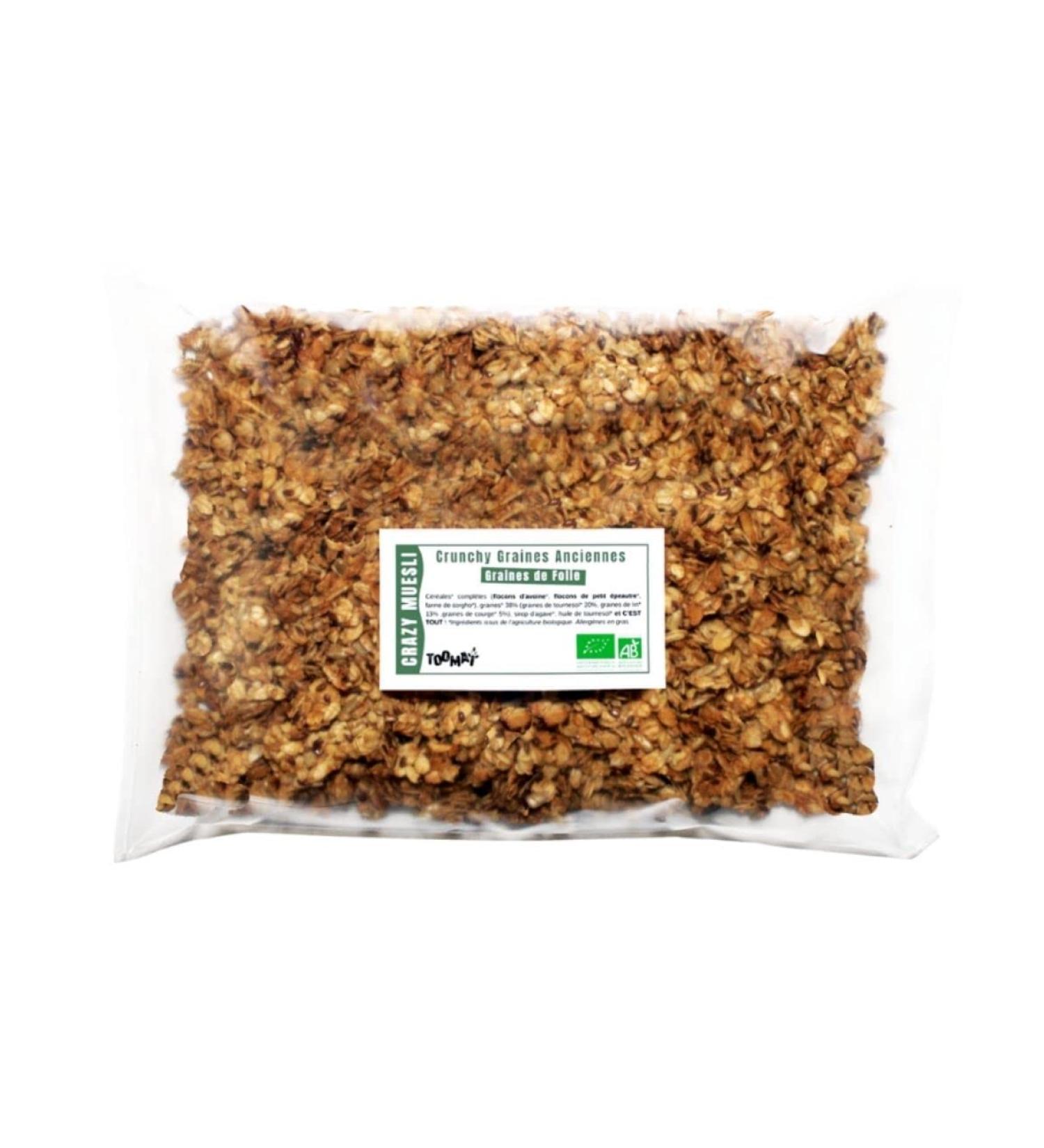 Tooma - Crunchy muesli ancient seeds GRAINES DE FOLIE | ORGANIC | 1kg | French artisanal production | Without refined sugars | Whole grains - Rich in fiber - Buy Online on GoSupps.com