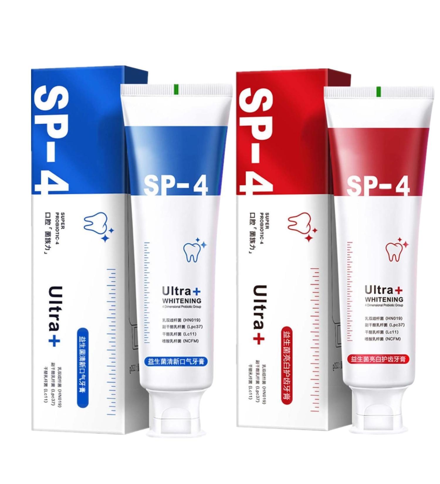 Buy SP-4 Probiotic Rapid Whitening Toothpaste | 2PCs Ultra Whitening & Stain Removal | Fresh Breath & Gum Care - Buy Online on GoSupps.com