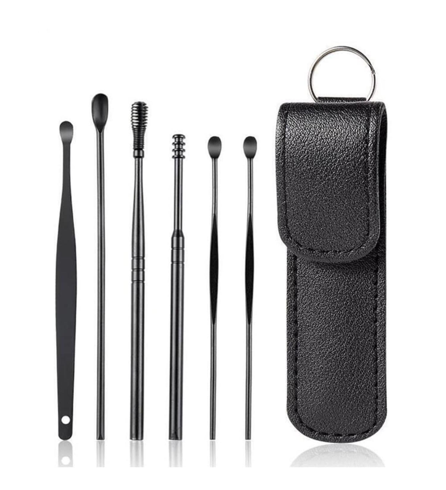 MACIMO Stainless Steel Ear Wax Remover Kit - Black Earpick Curette Spoon for Ear Cleaning - Buy Online on GoSupps.com