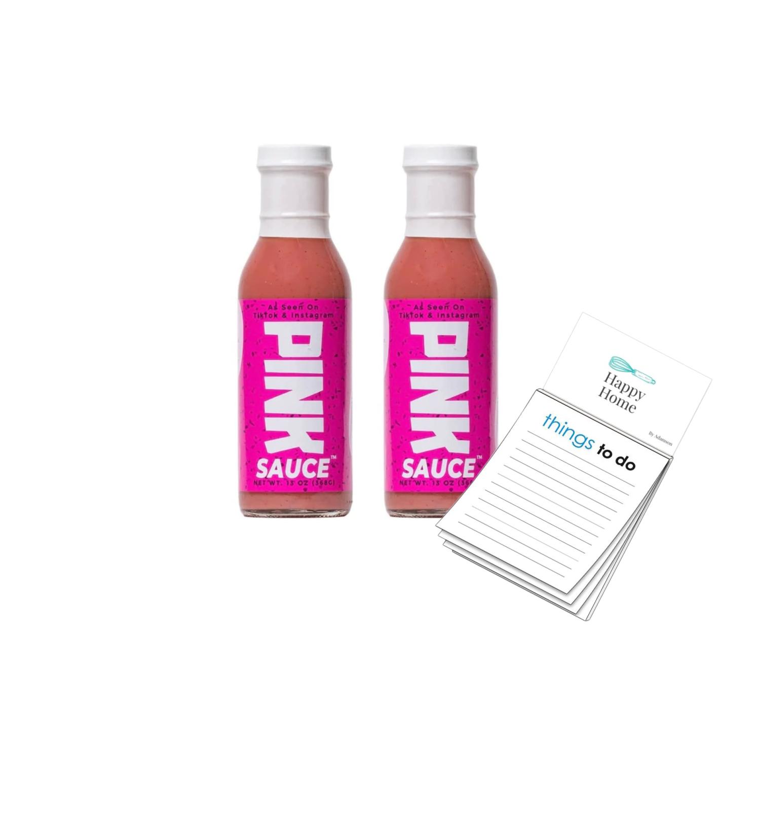 Pink Sauce TikTok Gluten Free Vegan Sweet Tangy Sauce 3 oz Bottle (2 Count) - Includes 1 Happy Home Magnetic Notepad - Buy Online on GoSupps.com