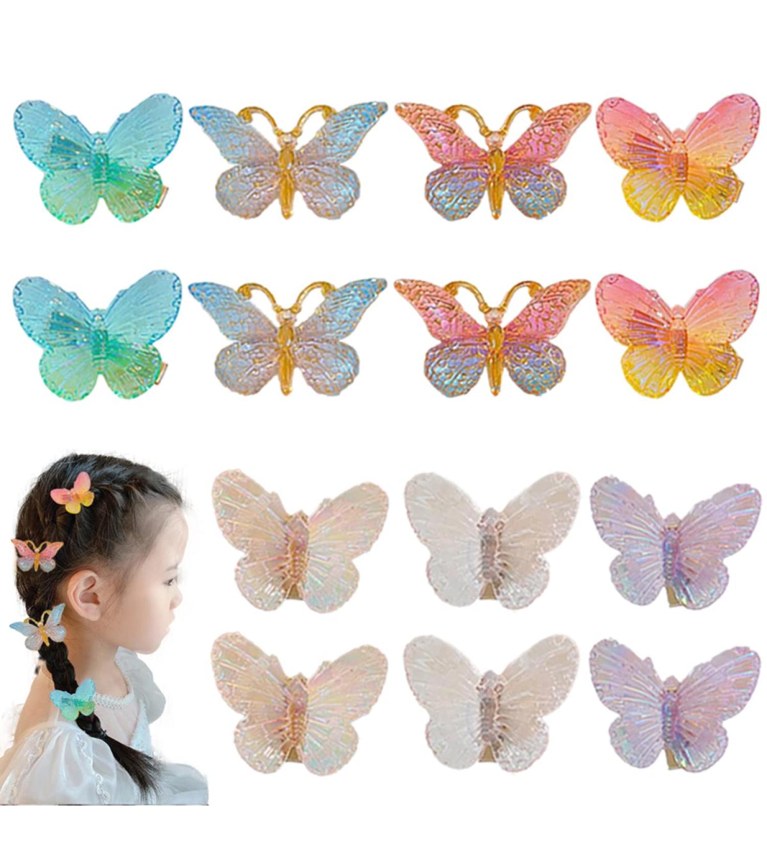 Kawaii Butterfly Hair Clips Set - 14 Pcs Girls Hair Barrettes for Teens & Kids - Cute Accessories for Toddler Girls - Non-Slip Clips for Birthday & Christmas Gift - Buy Online on GoSupps.com