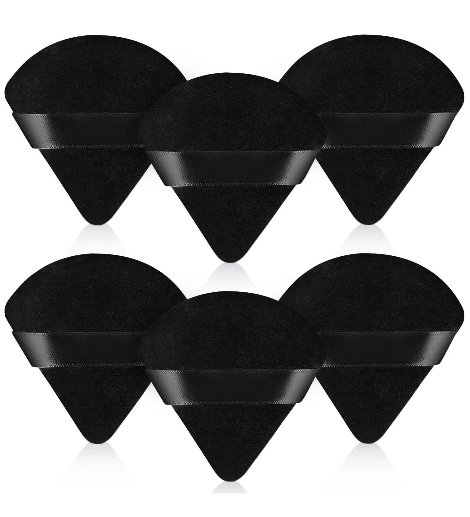 6-Piece Triangle Powder Puff Set | Soft Velour Makeup Sponges for Loose & Body Powder | Black Beauty Tools - Buy Online on GoSupps.com