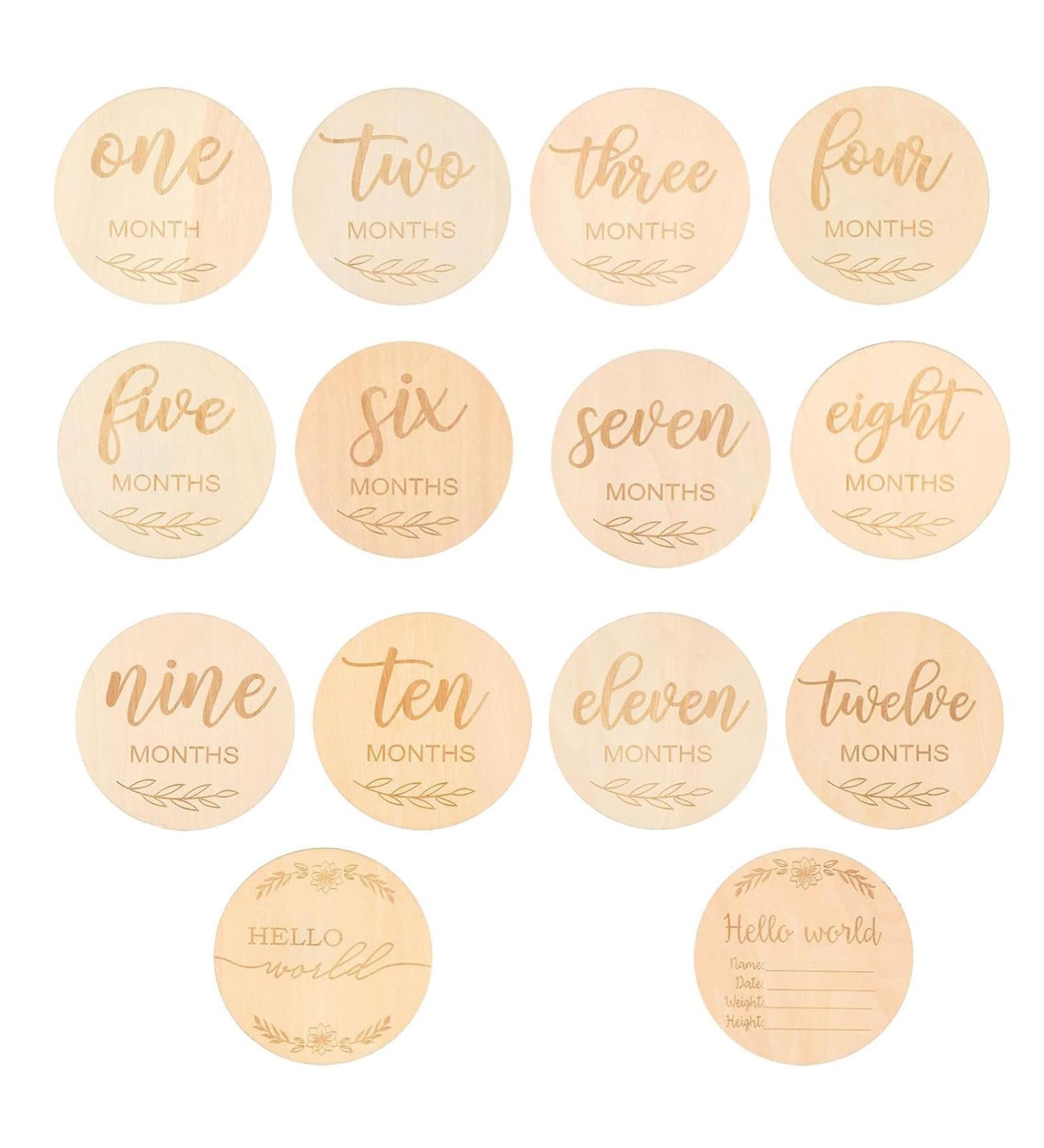 14Pcs Wooden Baby Milestone Cards for Baby's First Year Growth Photography - Buy Online on GoSupps.com