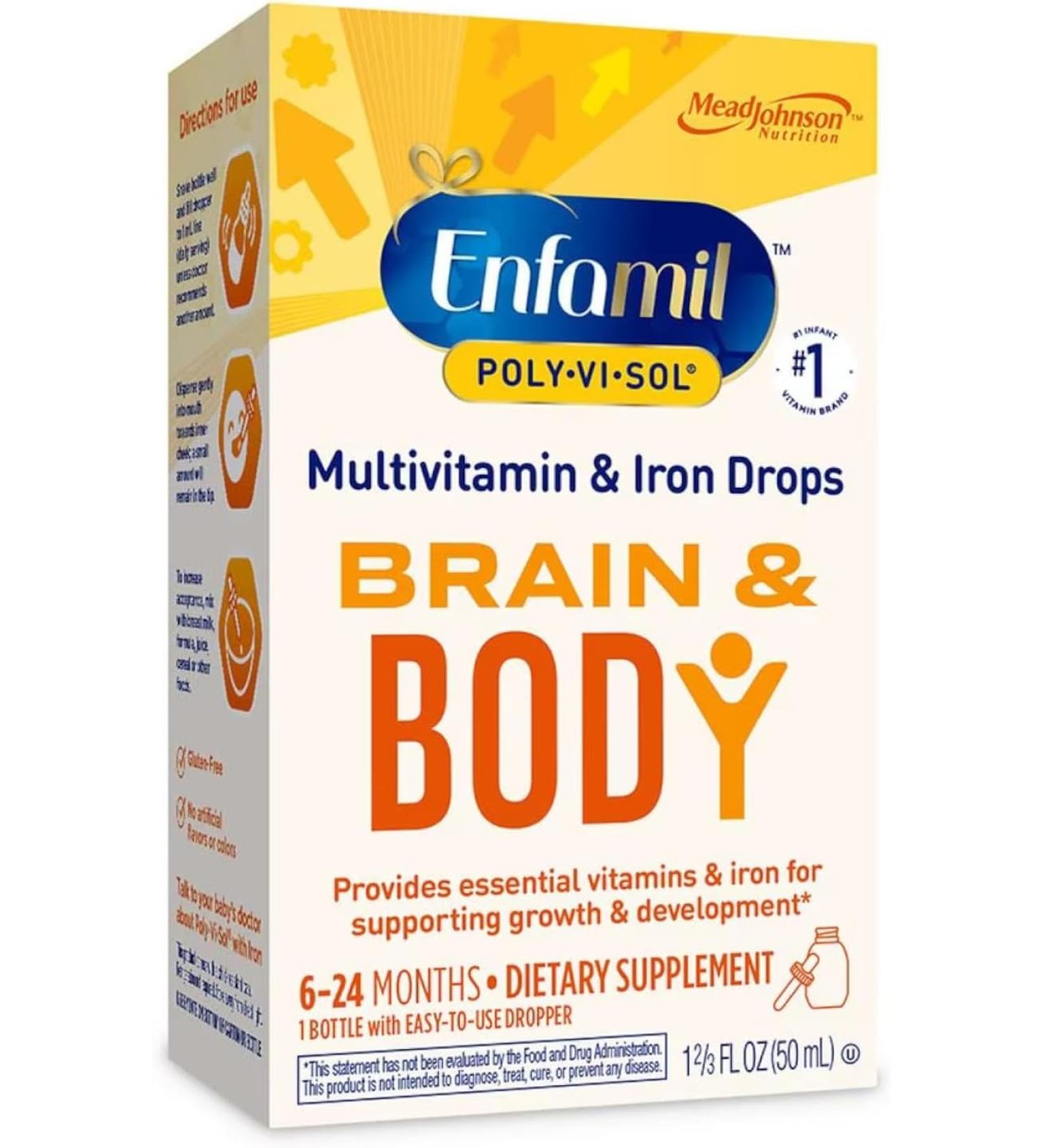 Enfamil Poly-Vi-Sol Multivitamin Drops with Iron 50 mL - Essential Infant Supplement - Buy Online on GoSupps.com