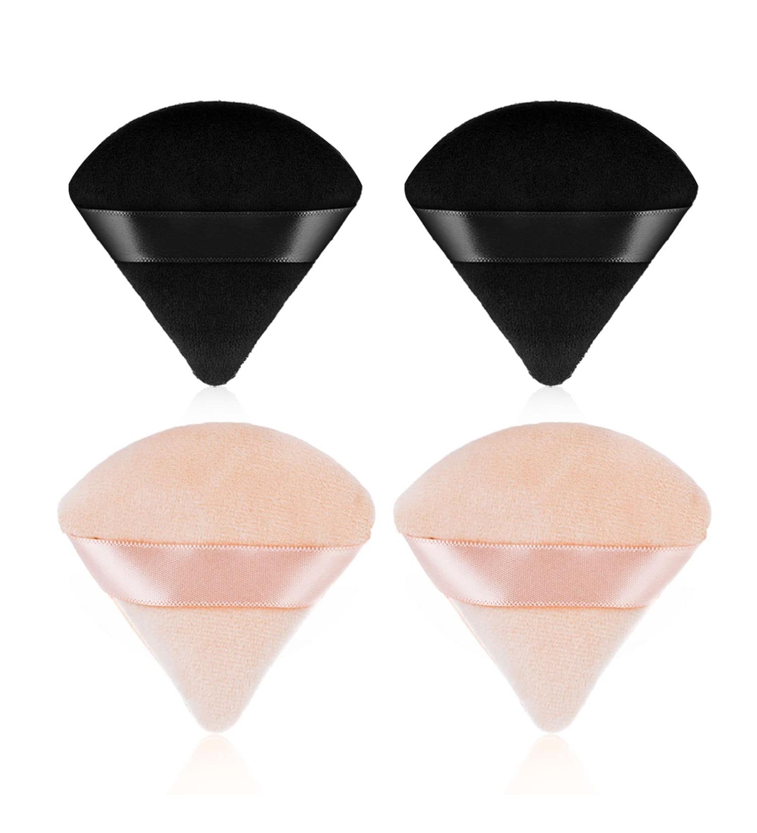 Sibba 4 PCS Triangle Powder Puffs - Washable & Reusable Makeup Sponges for Face & Body - Soft Plush Powder Sponge for Wet/Dry Makeup - Black&Nude - Buy Online on GoSupps.com