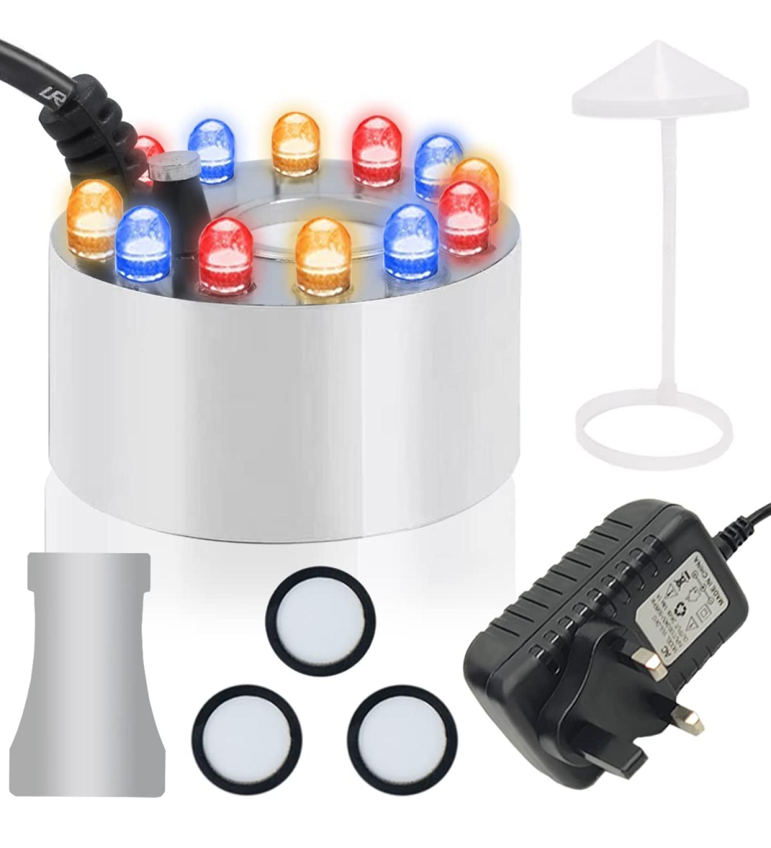 EatPitaya Mist Maker LED Lights Ultrasonic Aluminum Mist Machine Humidifier Multi-Purpose Indoor Decoration Mini Ultrasonic Fogger with Water Splash Guard - Buy Online on GoSupps.com