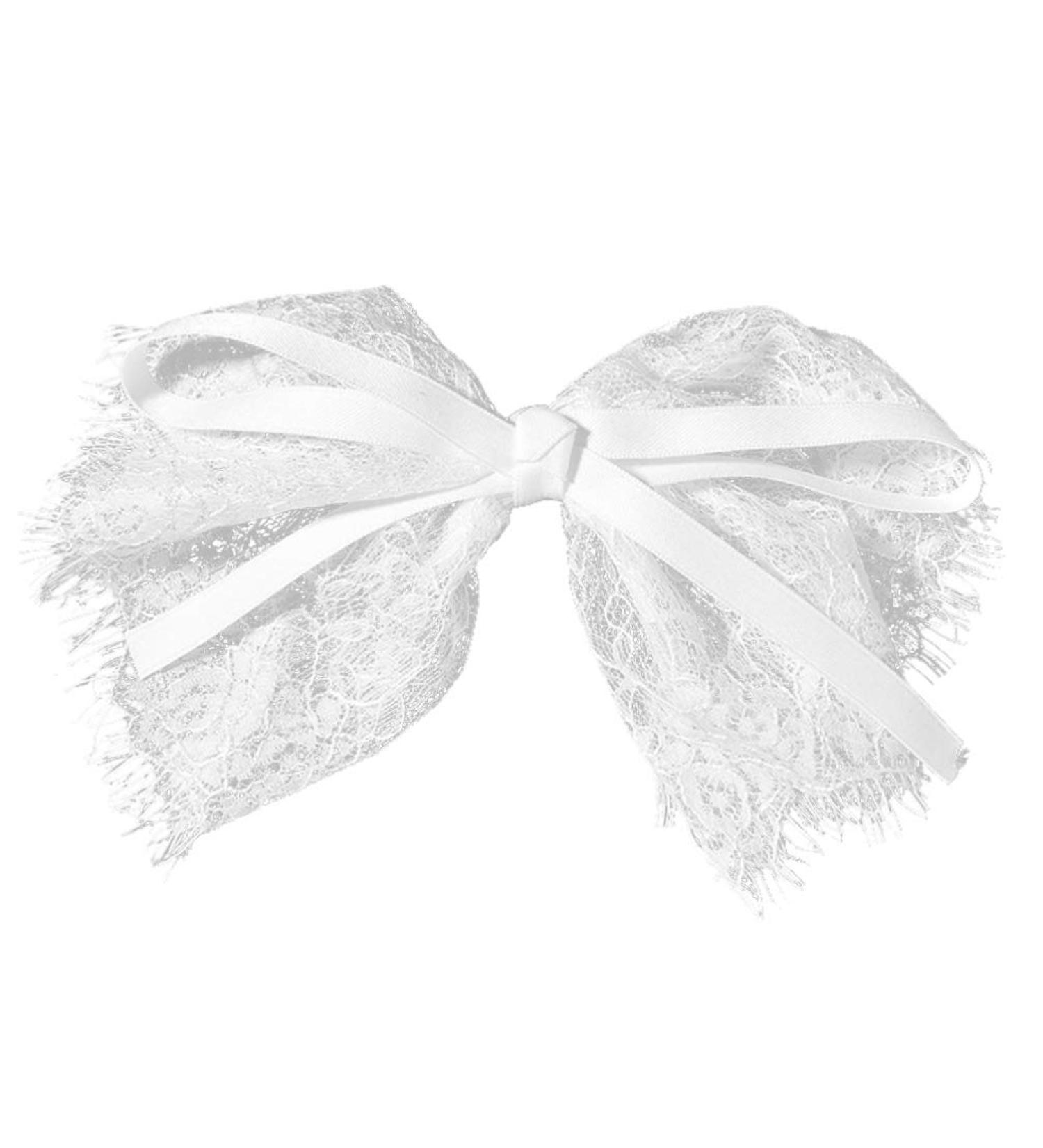 Minkissy Big Bow Hair Barrette Lace Bowknot Hair Clips Ribbon Bow Clips Decorative Hair Accessories for Women Girls Teens (White) - Buy Online on GoSupps.com