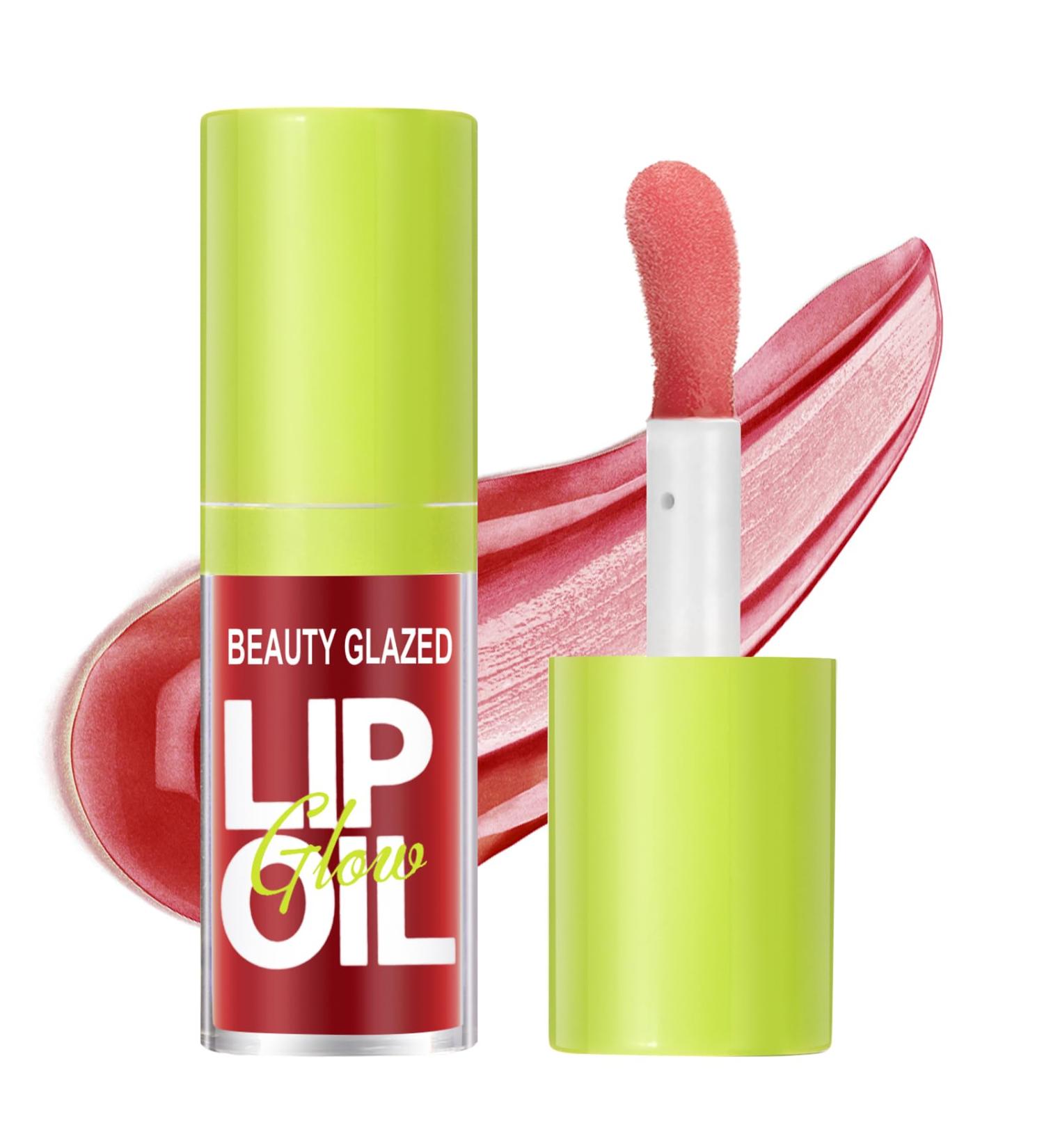 LOPHE Plumping Lip Oil Makeup Lip Gloss Crystal Jelly Lip Care Oil Long Moisturizing Lip Gloss Tinted Lip Oil Non-Sticky FInish High-Shine 12 Hours Hydrating Dark Liquid Lipsticks(Red) - Buy Online on GoSupps.com