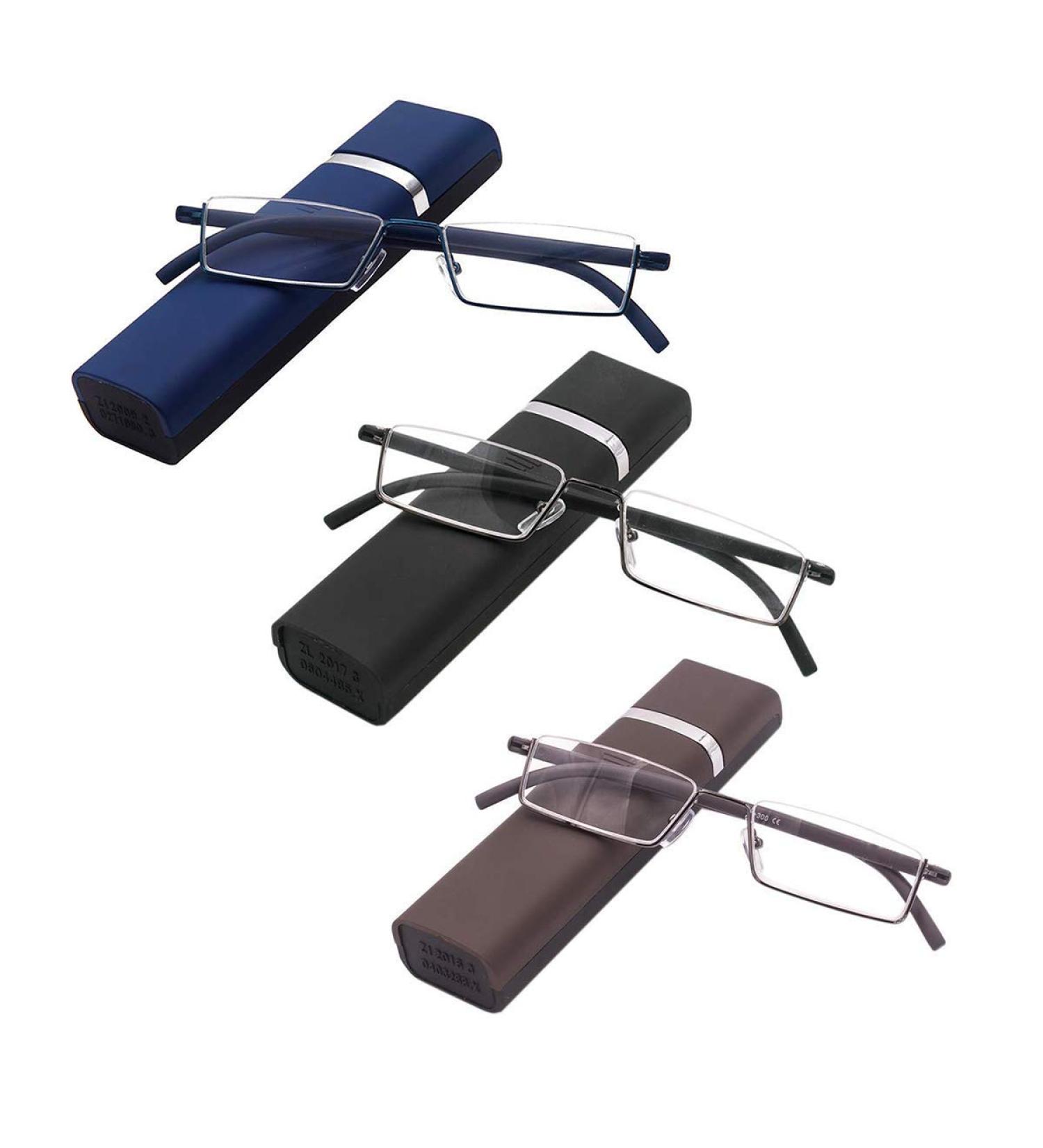 Kokobin 3-Piece Reading Glasses Set - Ultra-Light TR90 & Metal Semi-Frame - +1.5 Dioptria Reading Aid for Men & Women - Includes Glasses Case - Buy Online on GoSupps.com