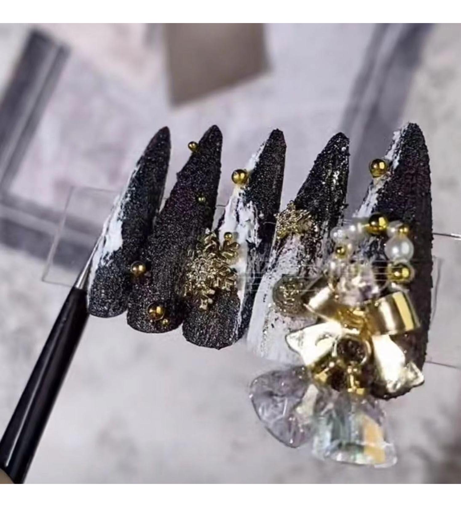 Temperament enhancement nail Christmas manicure hand-made wearing a niche nail patch plaster manicure (10 pieces)(L)