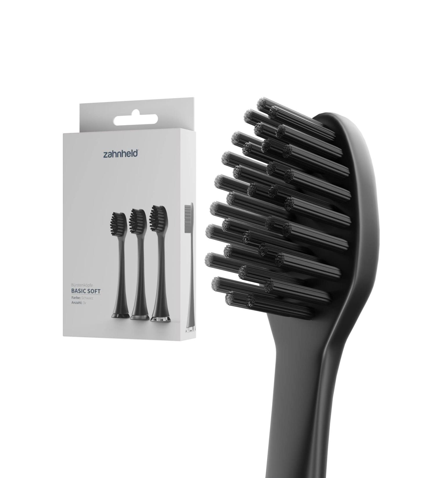 Zahnheld Brush Head Basic Soft - Eco-Friendly Replacement Brushes for Gero Schallzahnb rste | Soft Cleaning Heads in Paper Packaging | 1 Pack (Black) - Buy Online on GoSupps.com