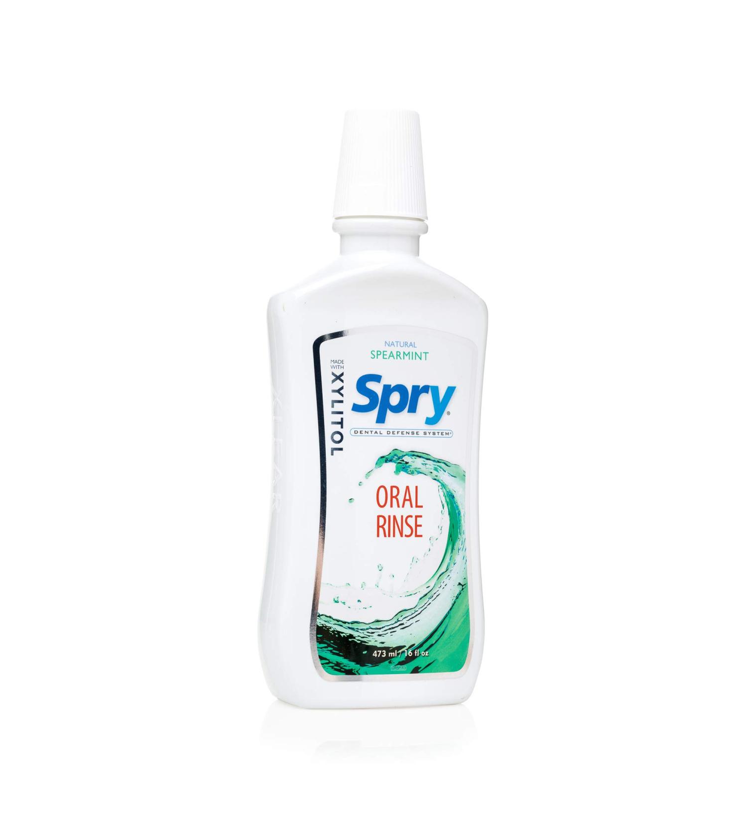 Spry Natural Mouthwash Dental Defense Oral Rinse with Xylitol, All-Natural Spearmint, 16 fl oz