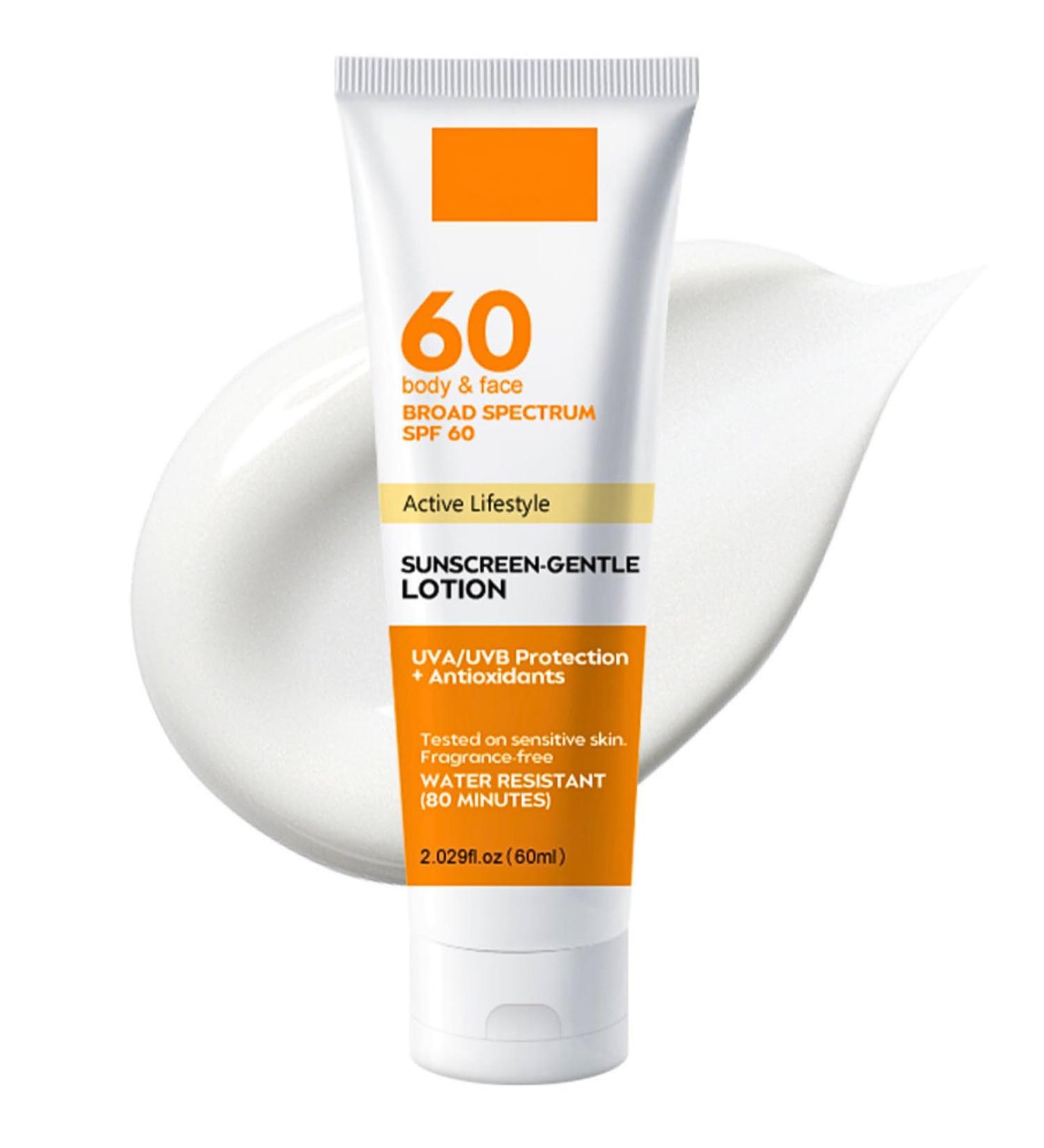 Sun Cream SPF 60 SPF Face Moisturiser Sunscreen For High Sun Protection SPF Moisturiser Waterproof Face Sunscreen Against UV Sunscreen For Sensitive Skin Invisible Fluid Sun Block Travel Suncream 60ml - Buy Online on GoSupps.com