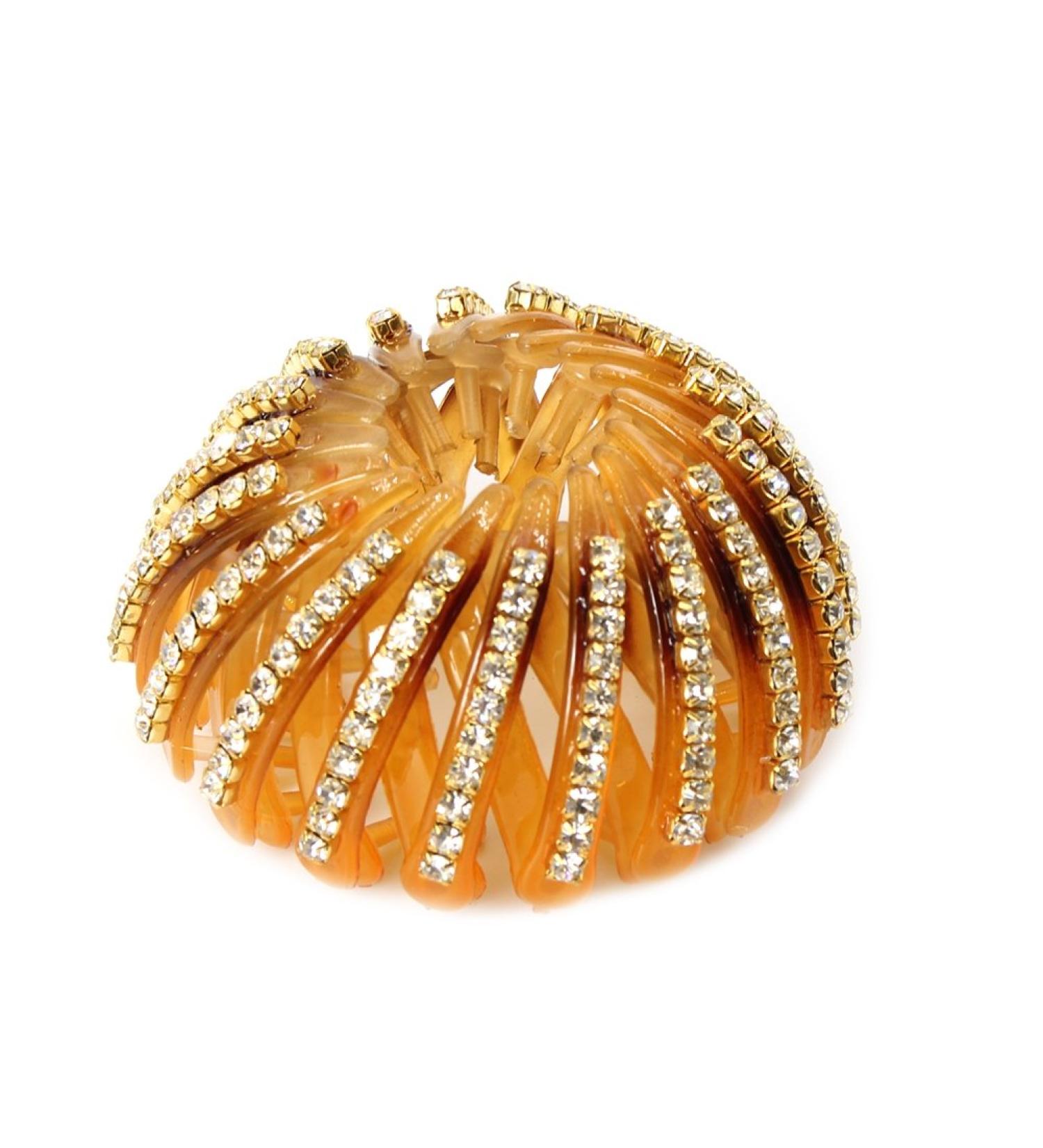 JUSTFOX Rhinestone Brown Hair Clip Gripper Stylish Hair Accessory for Every Occasion | International Shipping Available - Buy Online on GoSupps.com