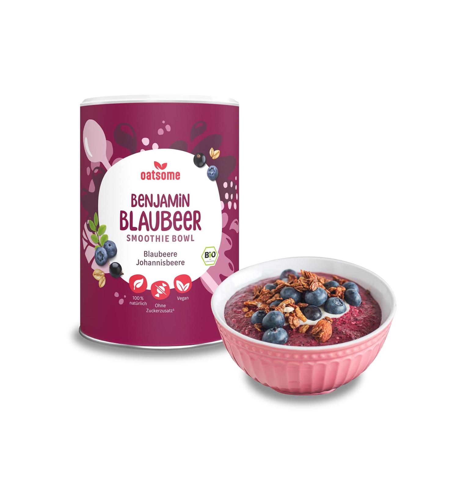Oatsome Benjamin Blaubeber Smoothie Bowl | Organic Blueberry & Currant | Vegan 100% Natural No Added Sugar | Easy Breakfast | 400g - Buy Online on GoSupps.com