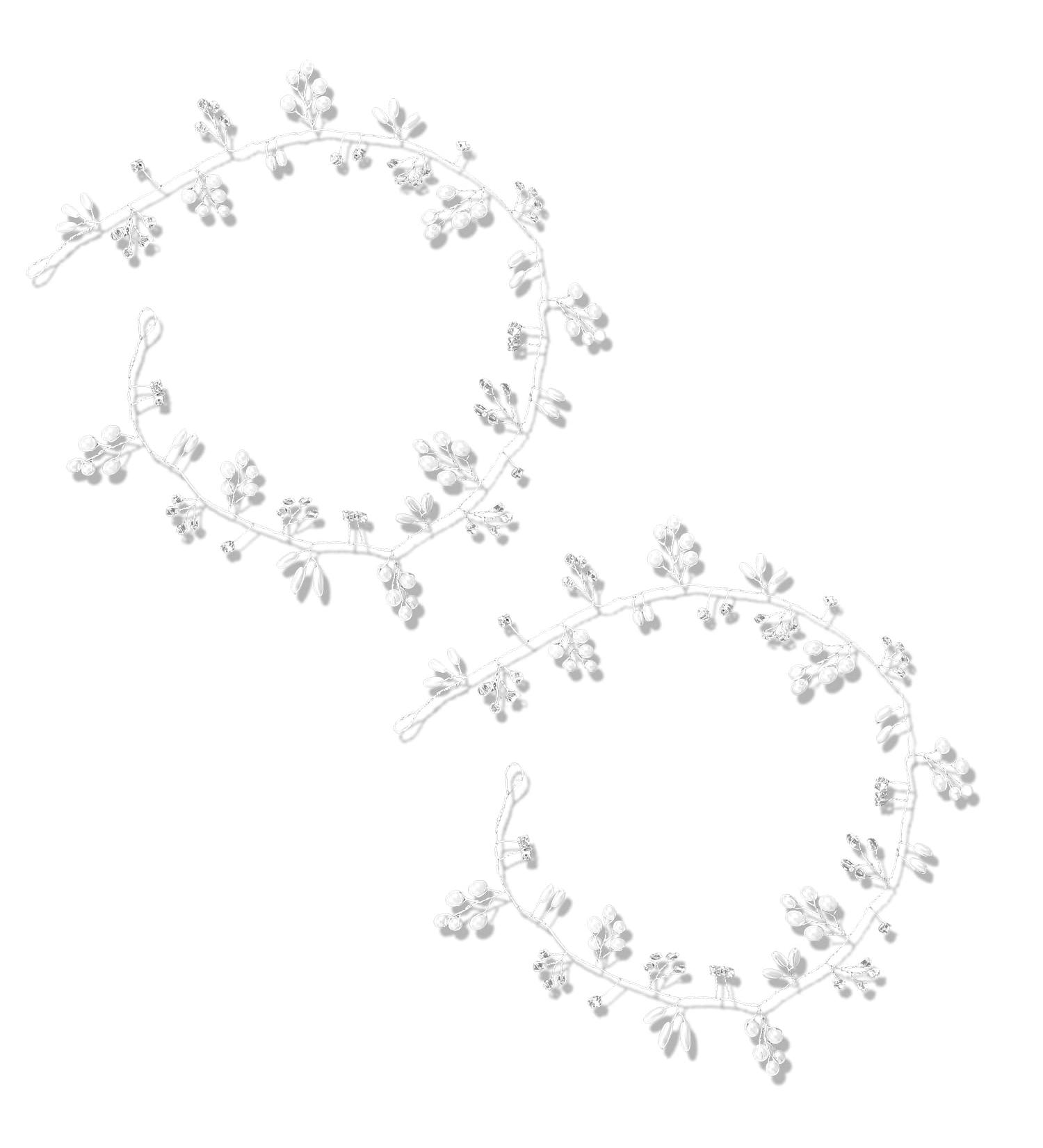 Luckious 2 Pieces Bridal Hair Vine Crystal Wedding Headpieces Bridal Crystal Pearl Headpieces Crystal Hair Bands Wedding Rhinestone Hair Vine Wedding Hair Accessories(50 Cm Silver) - Buy Online on GoSupps.com