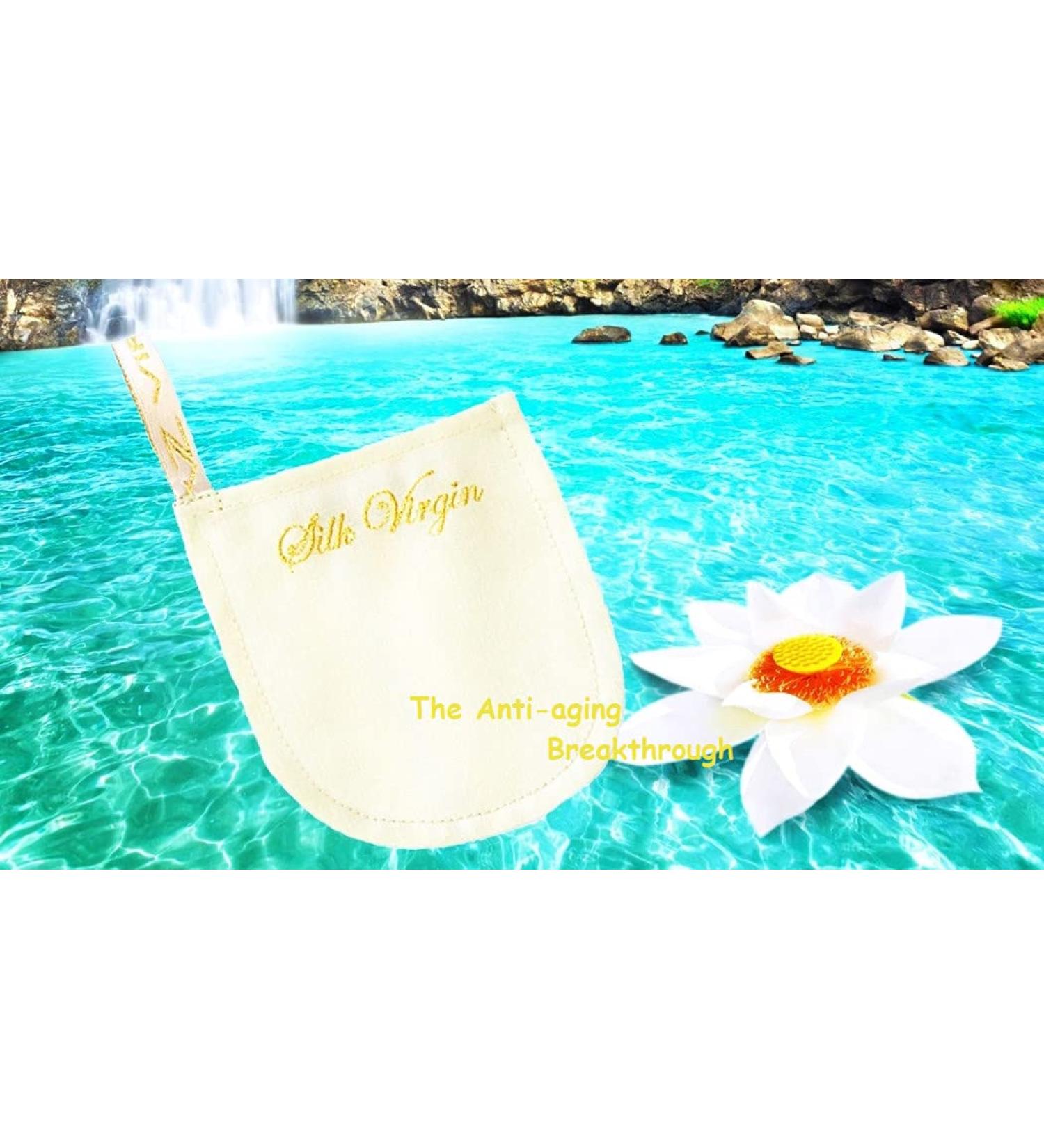 SILK VIRGIN Facial Exfoliator Mitt Glove - 100% Cocoon RAW Silk for Anti-Aging Rejuvenation - Treats Dry Skin, Blackheads, Wrinkles, Age Spots, and Acne Scars - Pore Minimizing Tool - Buy Online on GoSupps.com