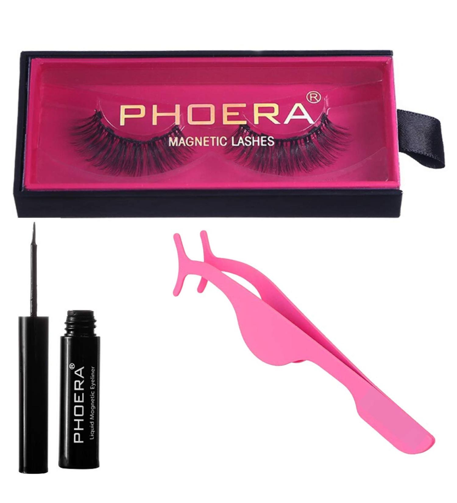 Magnetic Eyelashes Premium Quality False Eyelashes Kit by PHOERA No Eyelash glue required Fake Lashes + Magnetic Eyeliner + Eyelash Applicator Tool (Classic Lash Kit) - Buy Online on GoSupps.com