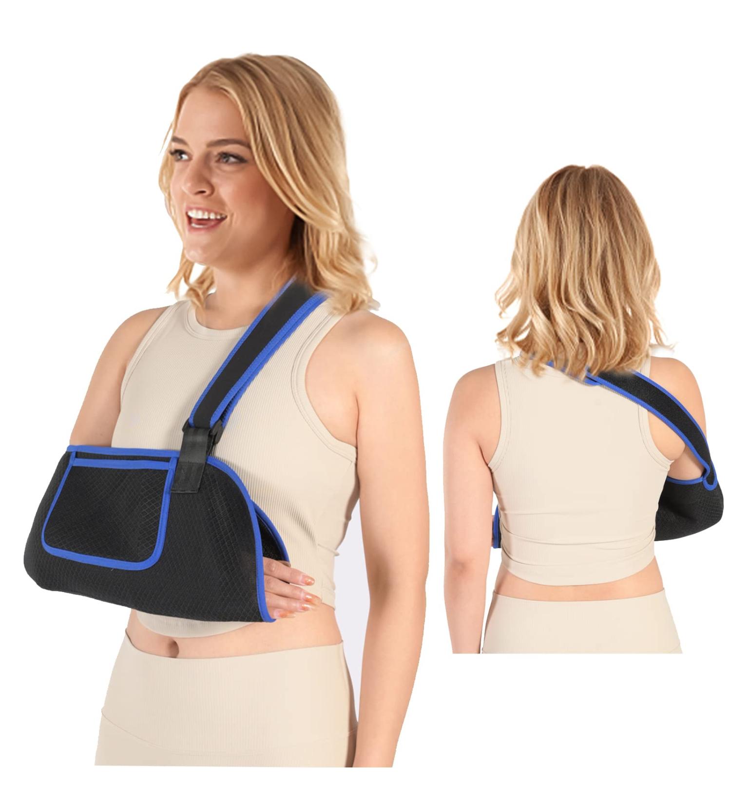 Arm Sling Shoulder Immobilizer with Storage Bag - Blue | Ideal for Shoulder Injury Recovery | For Men and Women | Torn Rotator Cuff, Surgery, Fracture, Strain - Buy Online on GoSupps.com