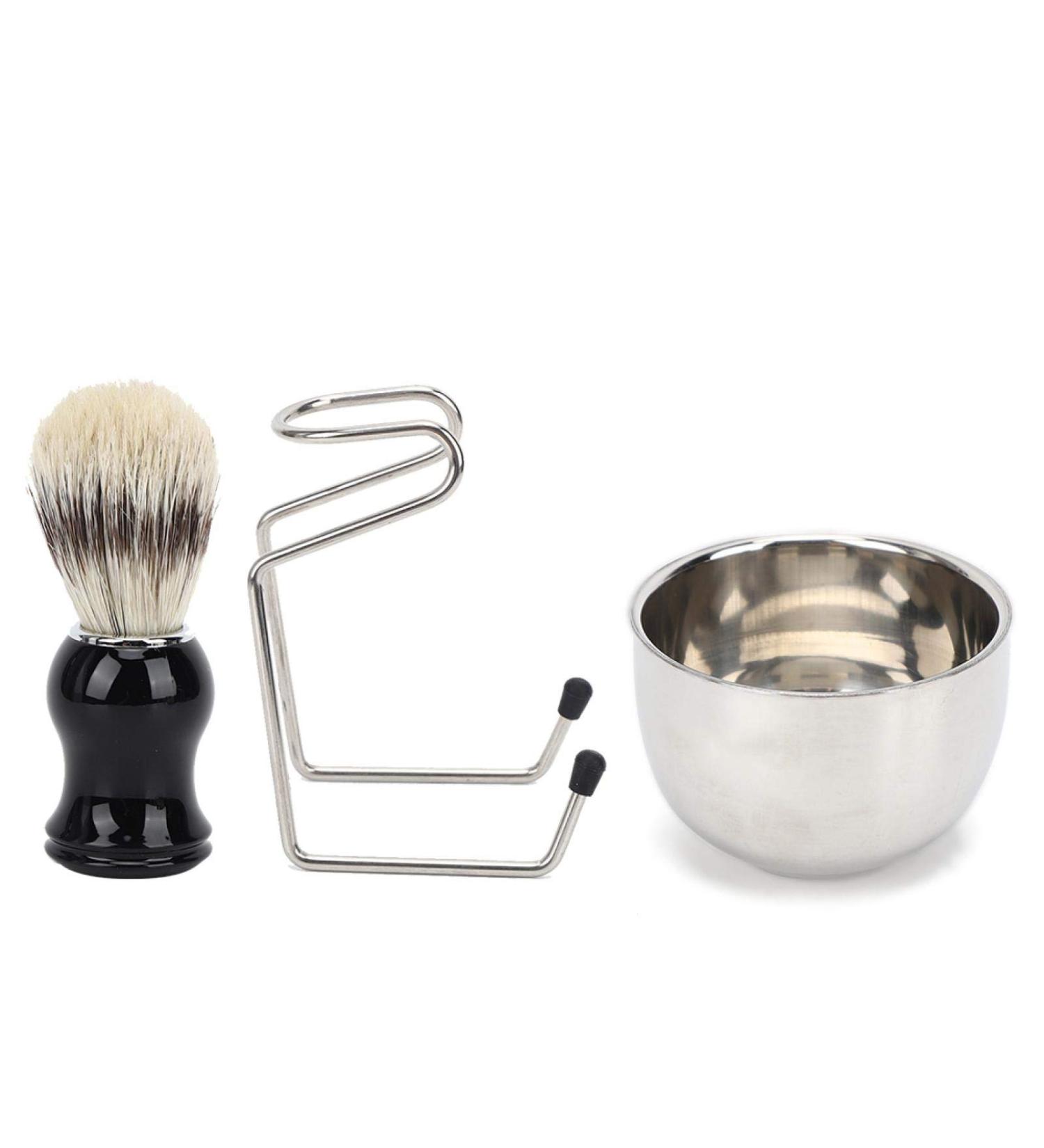 3pcs Shaving Bowl Set - Stainless Steel Shaving Tools for Men | Perfect Gift for Fathers - Buy Online on GoSupps.com