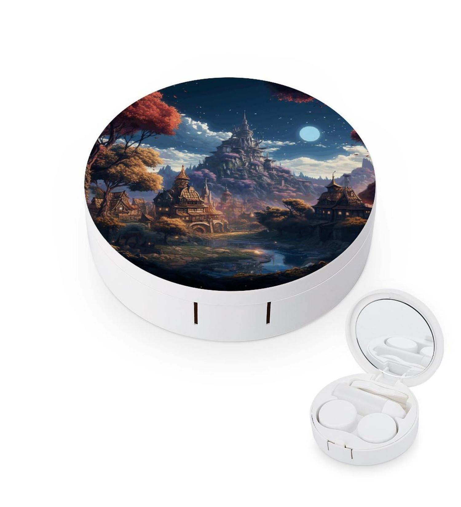 Fantasy Town Print Contact Lens Case | Travel-Friendly Contact Lens Care Box | Durable Plastic Design - Buy Online on GoSupps.com